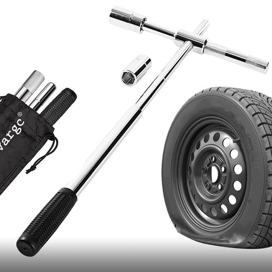 23" Universal Extended Lug Wrench, 4 Way Tire Iron Nut Wrench Set W/Socket