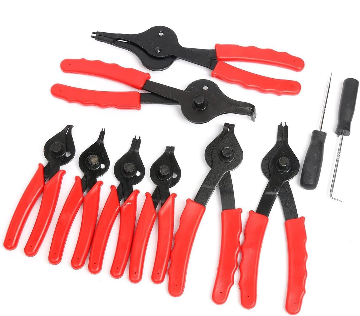  Heavy Duty 11Pcs Circlip Snap Ring Pliers Set Heat Treated Steel Vinyl Handles