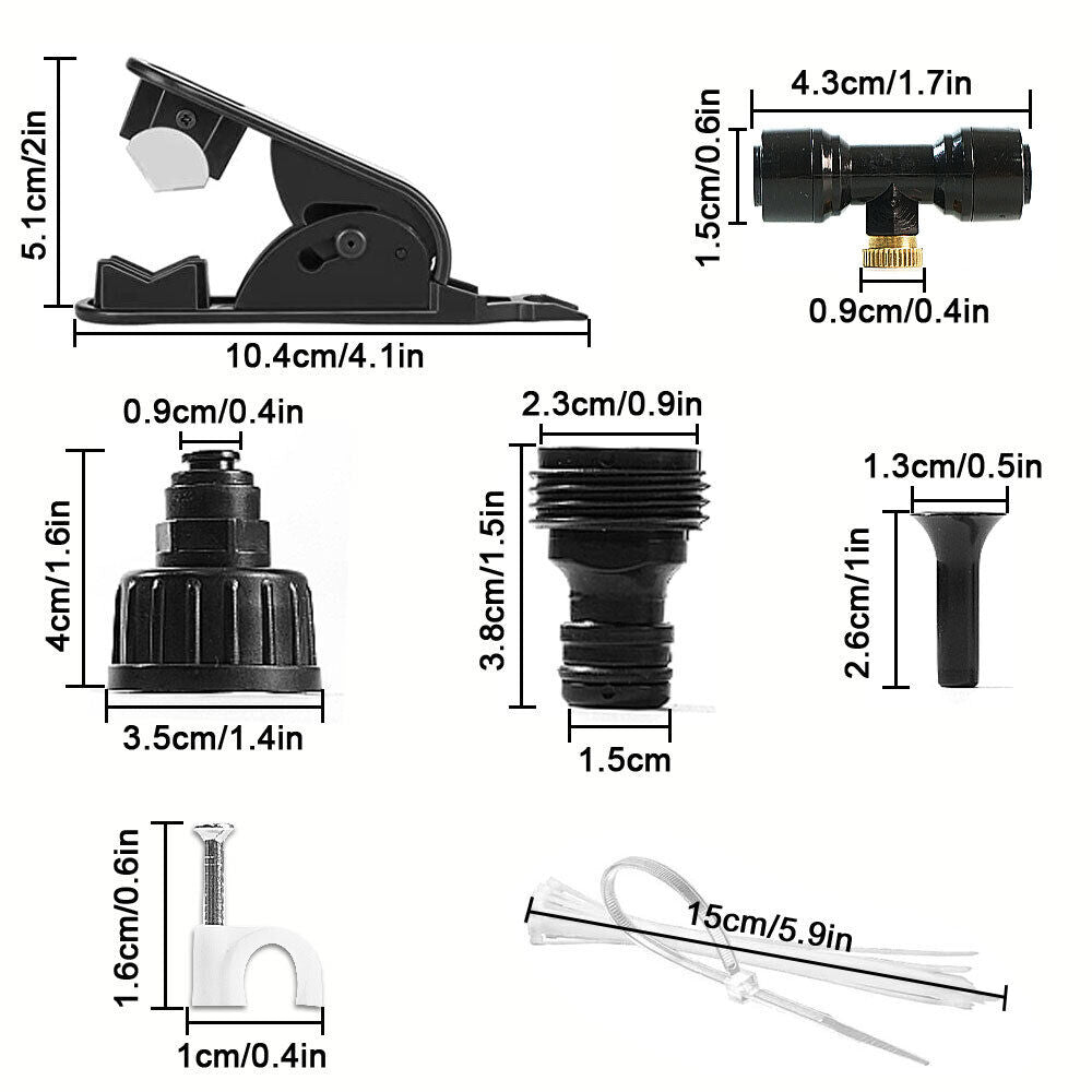 Outdoor Patio Water Mister Nozzle Misting Cooling System Fan Cooler 20ft-50Ft 