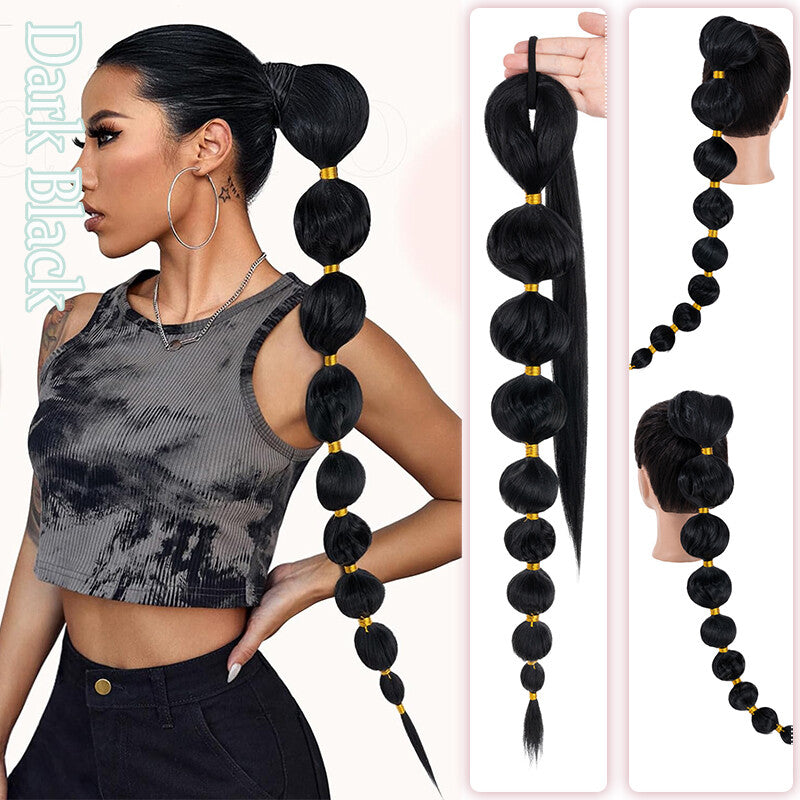 Natural as Human Braids Ponytail Wrap Bubble Thick Braiding Hair Extensions 34In