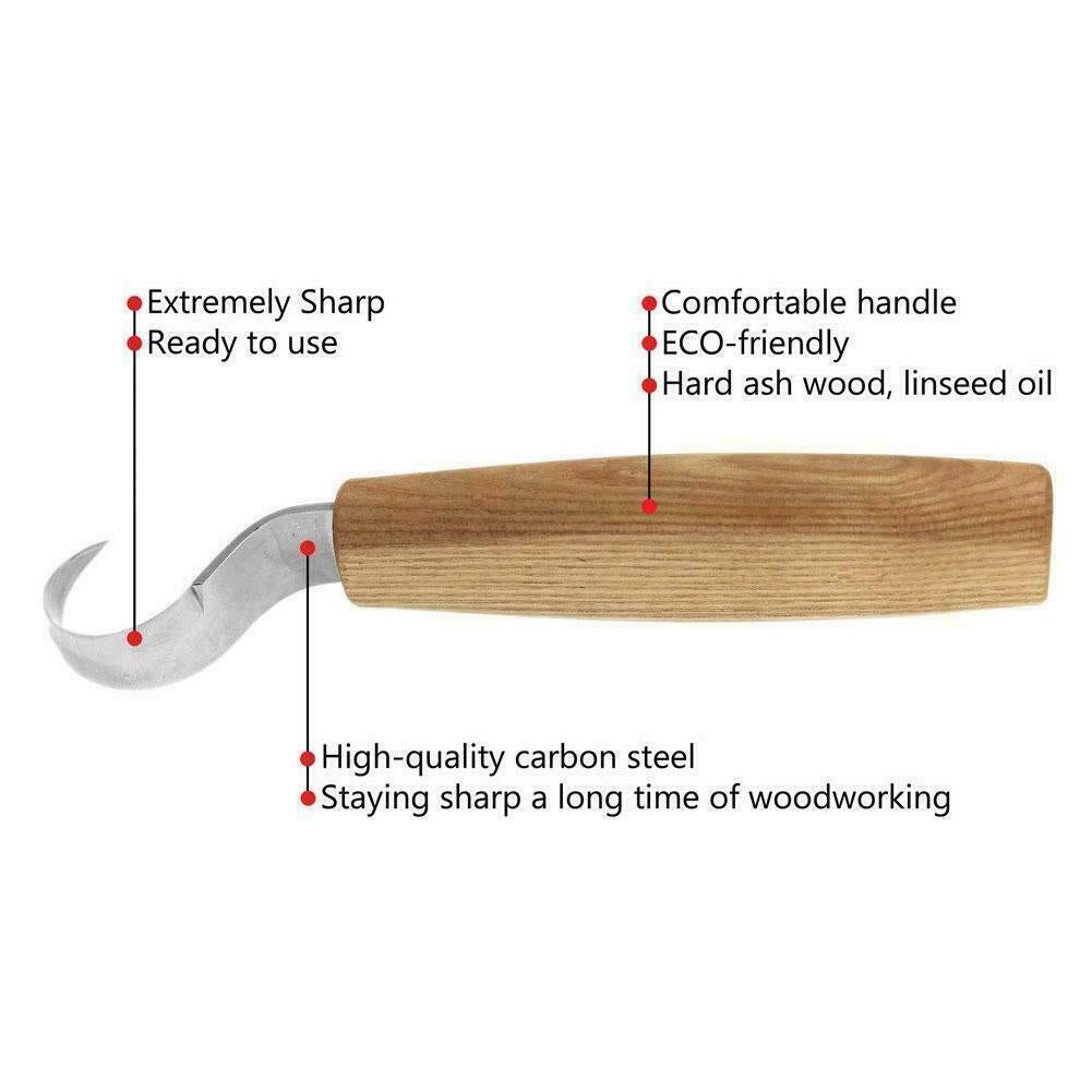 3Pcs Wood Carving Knife Cutter Whittling Hook Kit 155Mm DIY Craft Hand Tools Set