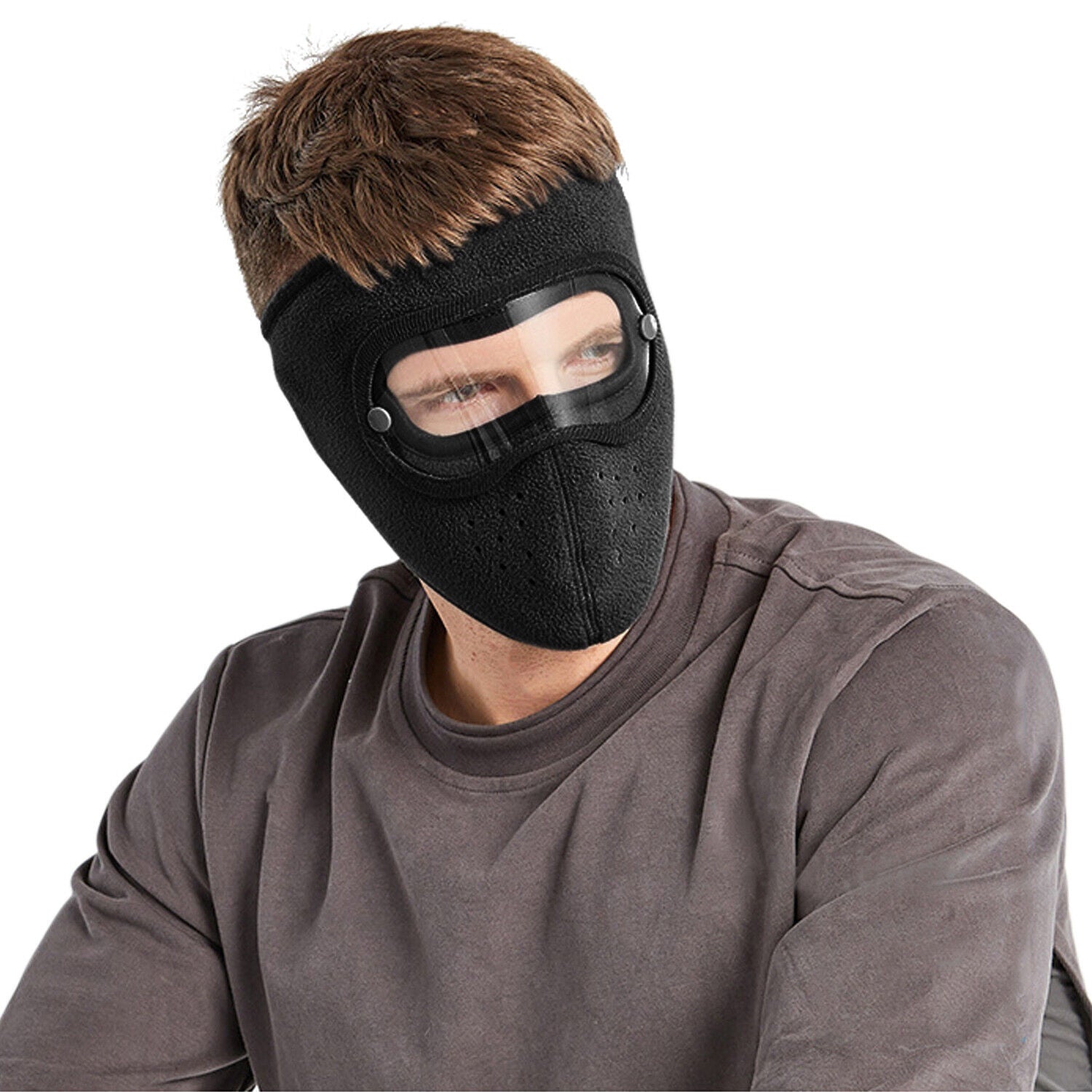Fleece Warm Winter Balaclava Face Mask with Anti-Fog Goggles Windproof Skull Cap