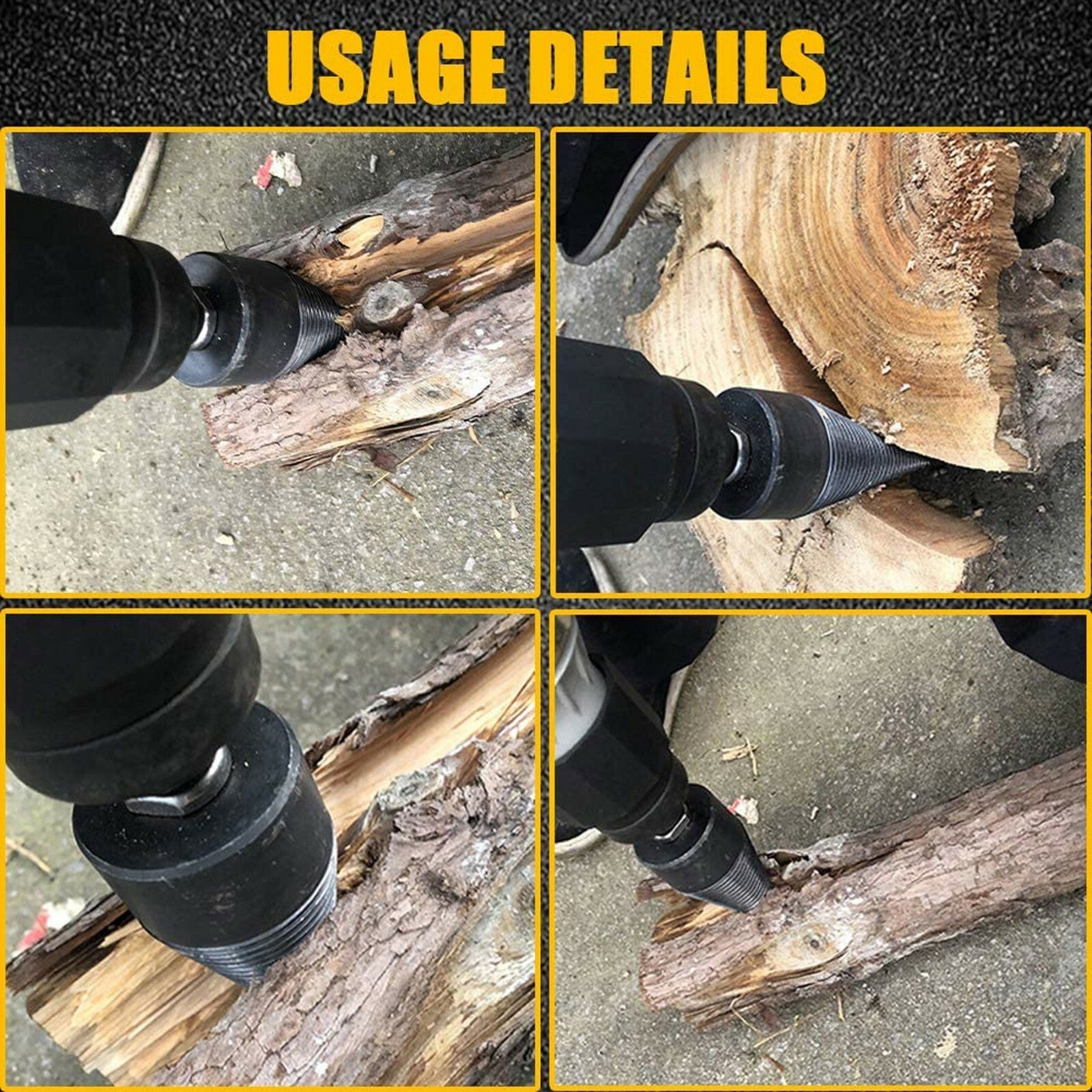 4X High Speed Twist Firewood Drill Bit Wood Splitter Screw Splitting Cone Driver