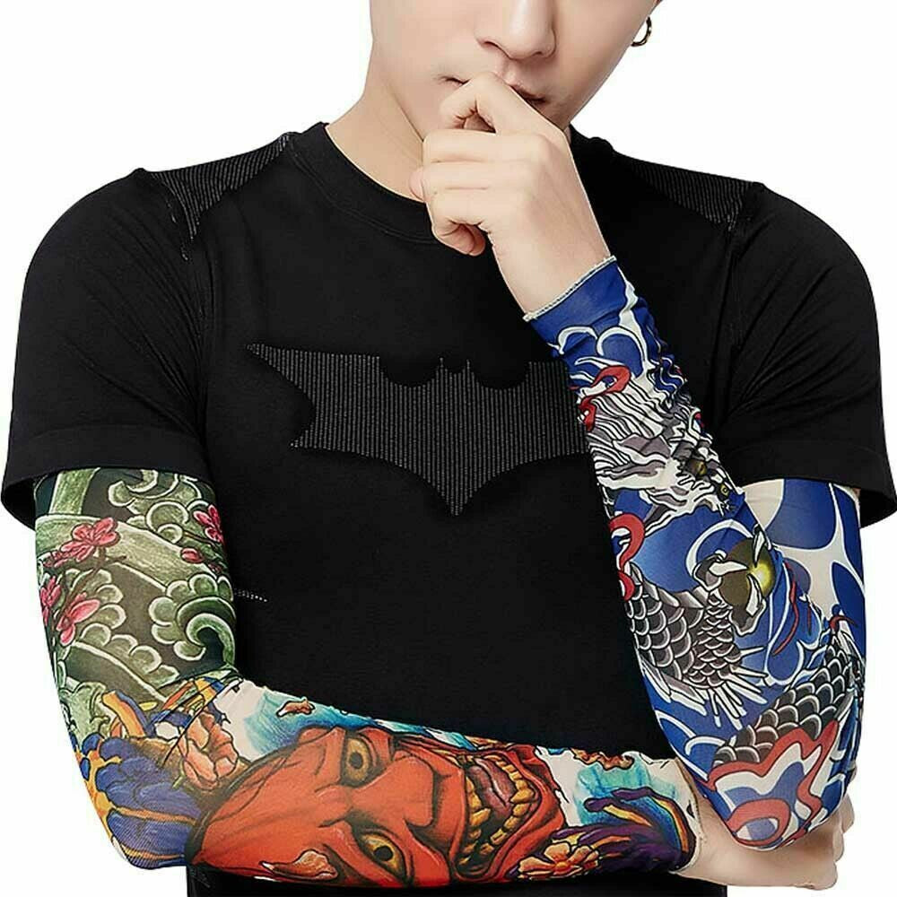 10Pcs Tattoos Cooling Arm Sleeves Cover Basketball Golf Sport UV Sun Protection