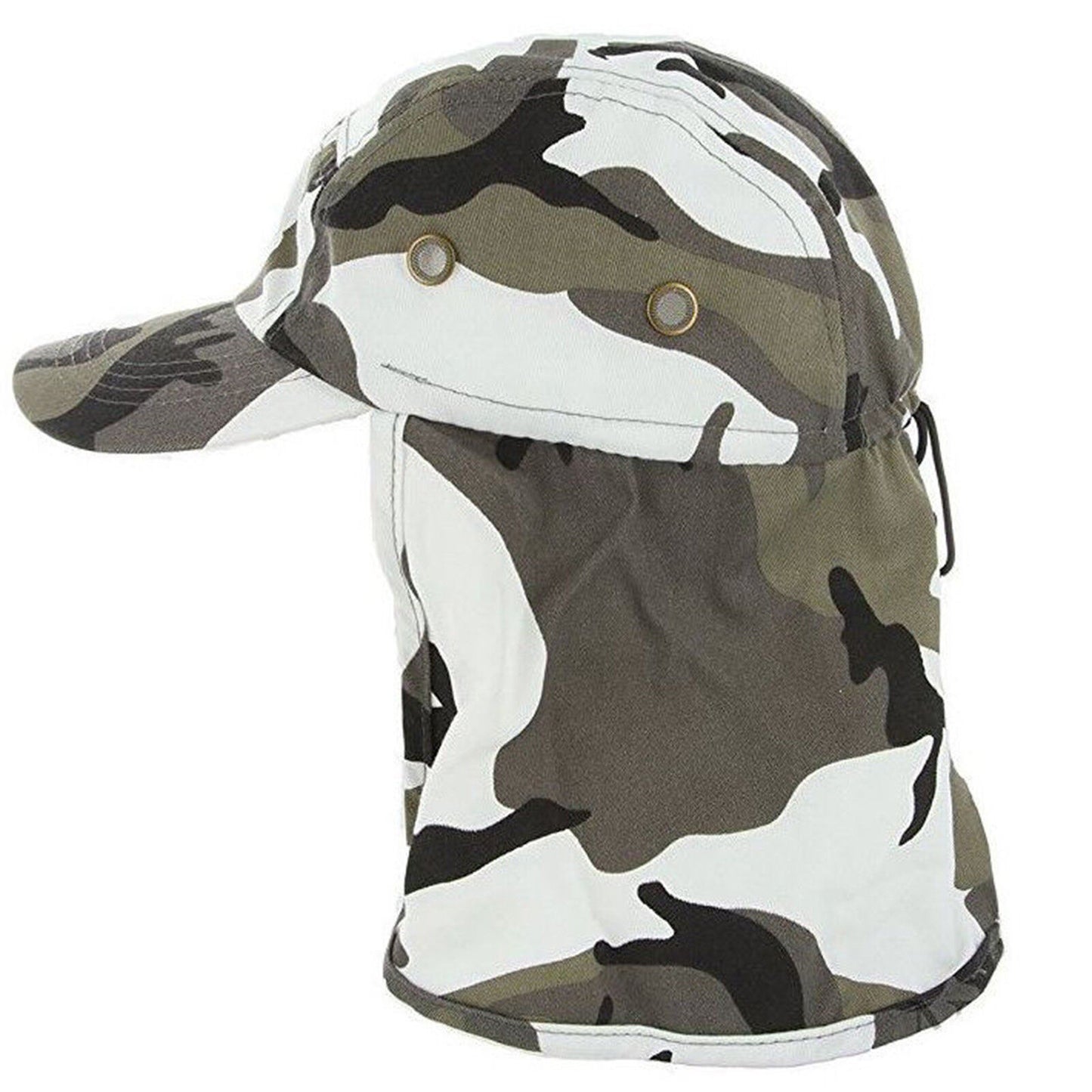 Baseball Cap Camping Boonie Fishing Ear Flap Sun Neck Cover Visor Camo Army Hat