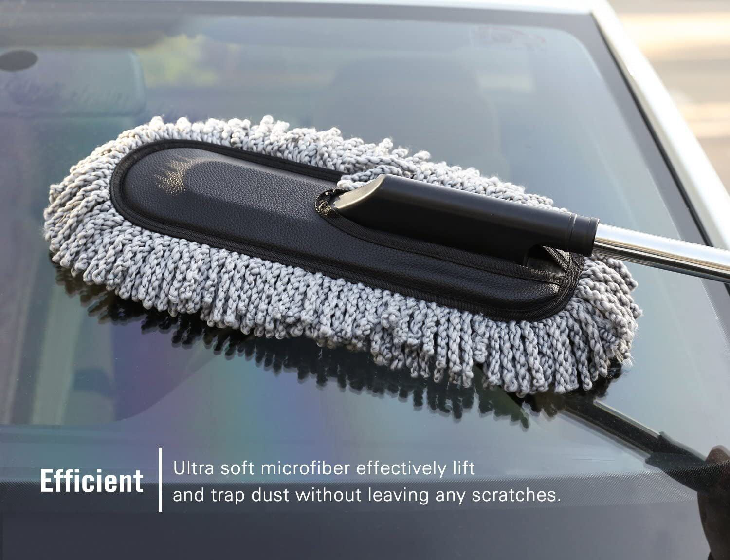 Car Cleaning Duster Microfiber Large Home Wax Treated Plastic Handle Brush