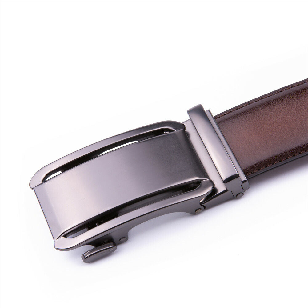 Men's Belt Men's Leather Ratchet Belt with Automatic Buckle