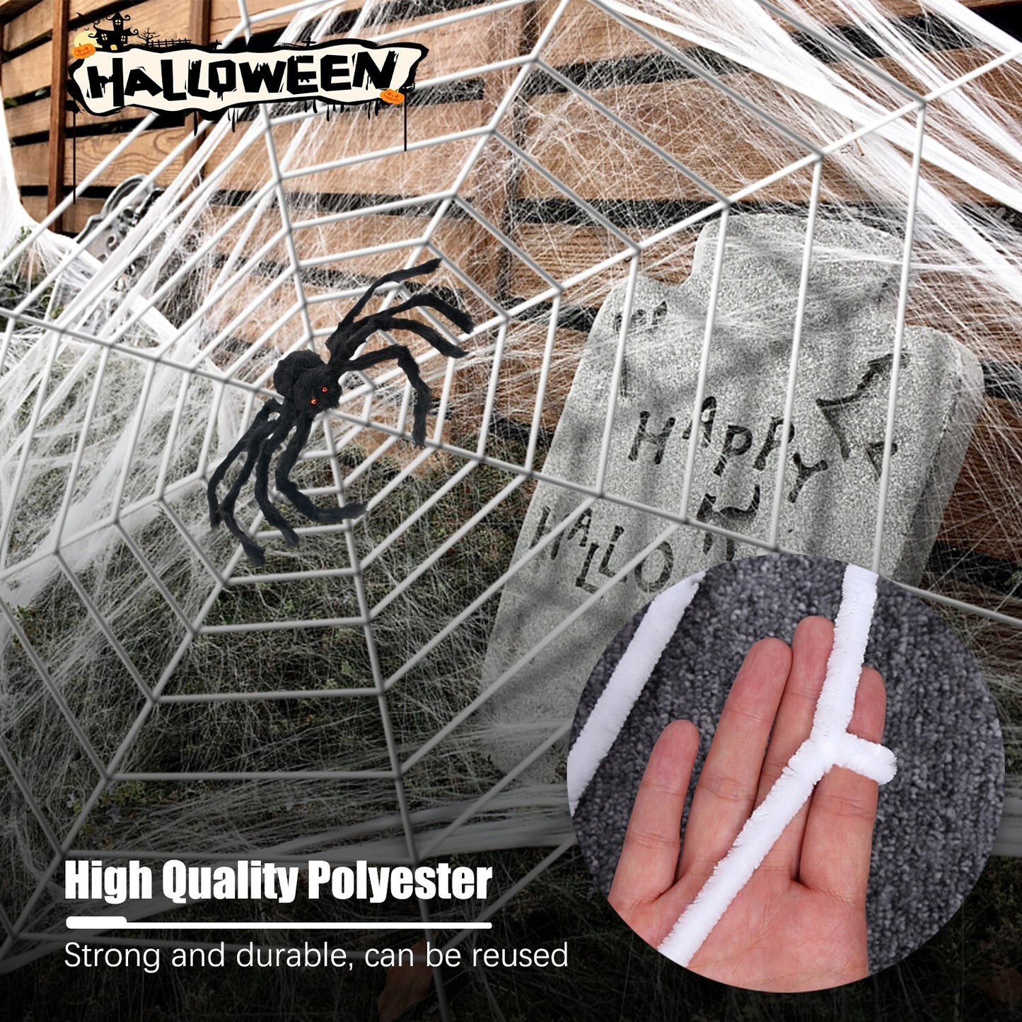 2 Pack 12Ft Large Spider Web Halloween Decorations for Garden Yard Outdoor Decor