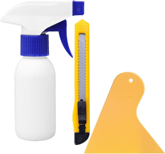 Window Tint Kit, Window Film Complete Installation Wrap Tools 3 Pieces Professional Car Glass Protective Tinting Film Application Set Include Vinyl Squeegee, Film Cutter, Spray Bottle