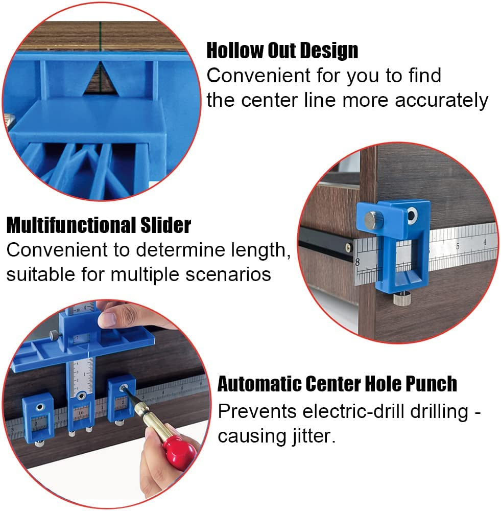 Cabinet Handle Jig with Automatic Center Punch Cabinet Jig for Handles and Pulls on Drawers/Cabinets