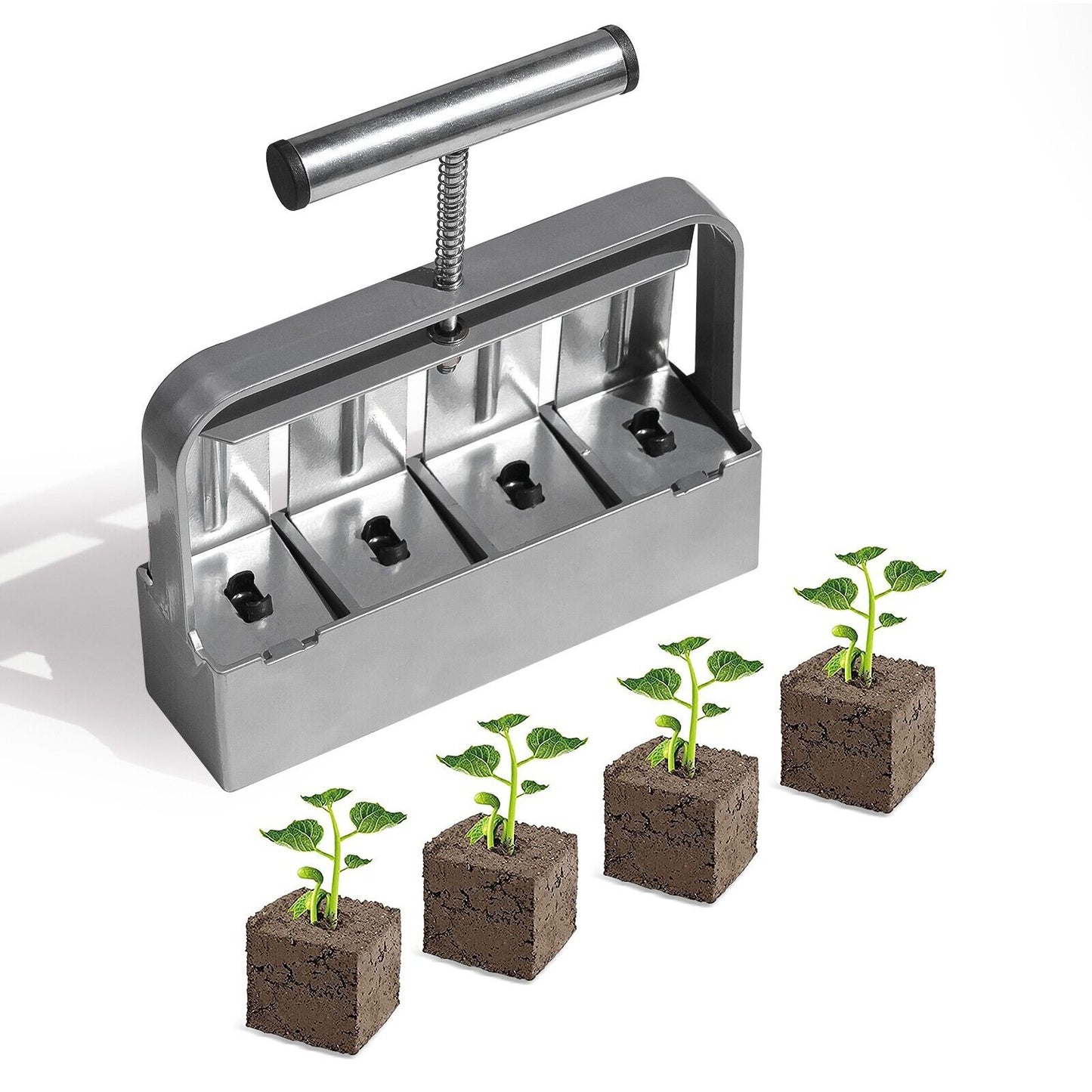 2" Metal Soil Block Maker Soil Blocker Set Mold Seedling Feeder for Seed Starter