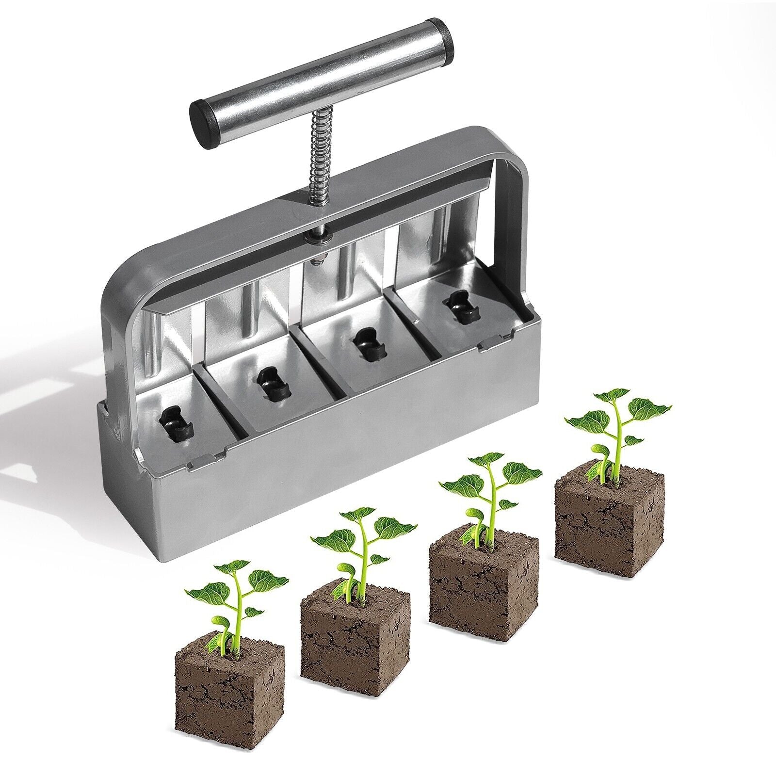 2" Metal Soil Block Maker Soil Blocker Set Mold Seedling Feeder for Seed Starter