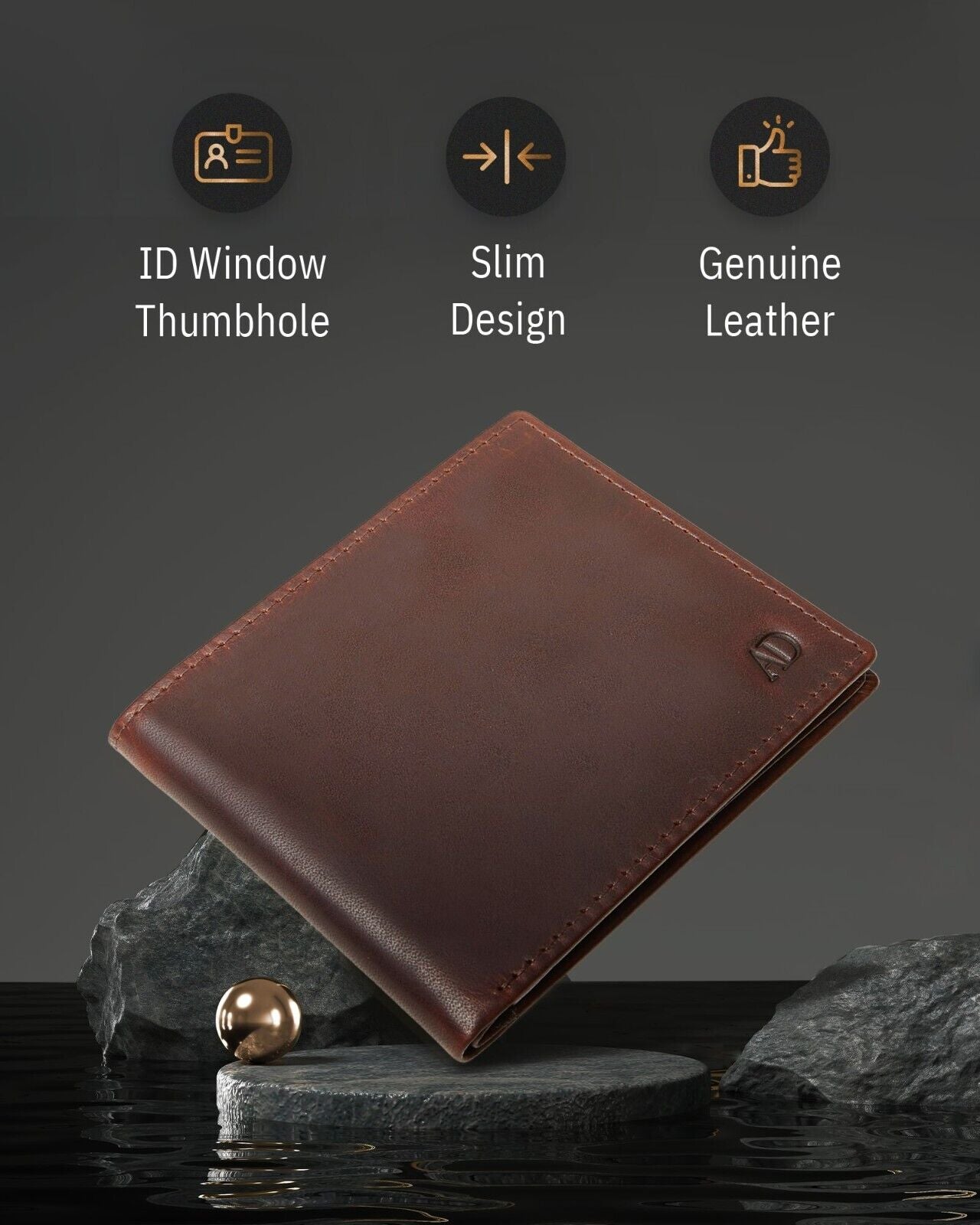Genuine Leather RFID Blocking Bifold Wallet for Men Slim Mens Wallet Minimalist