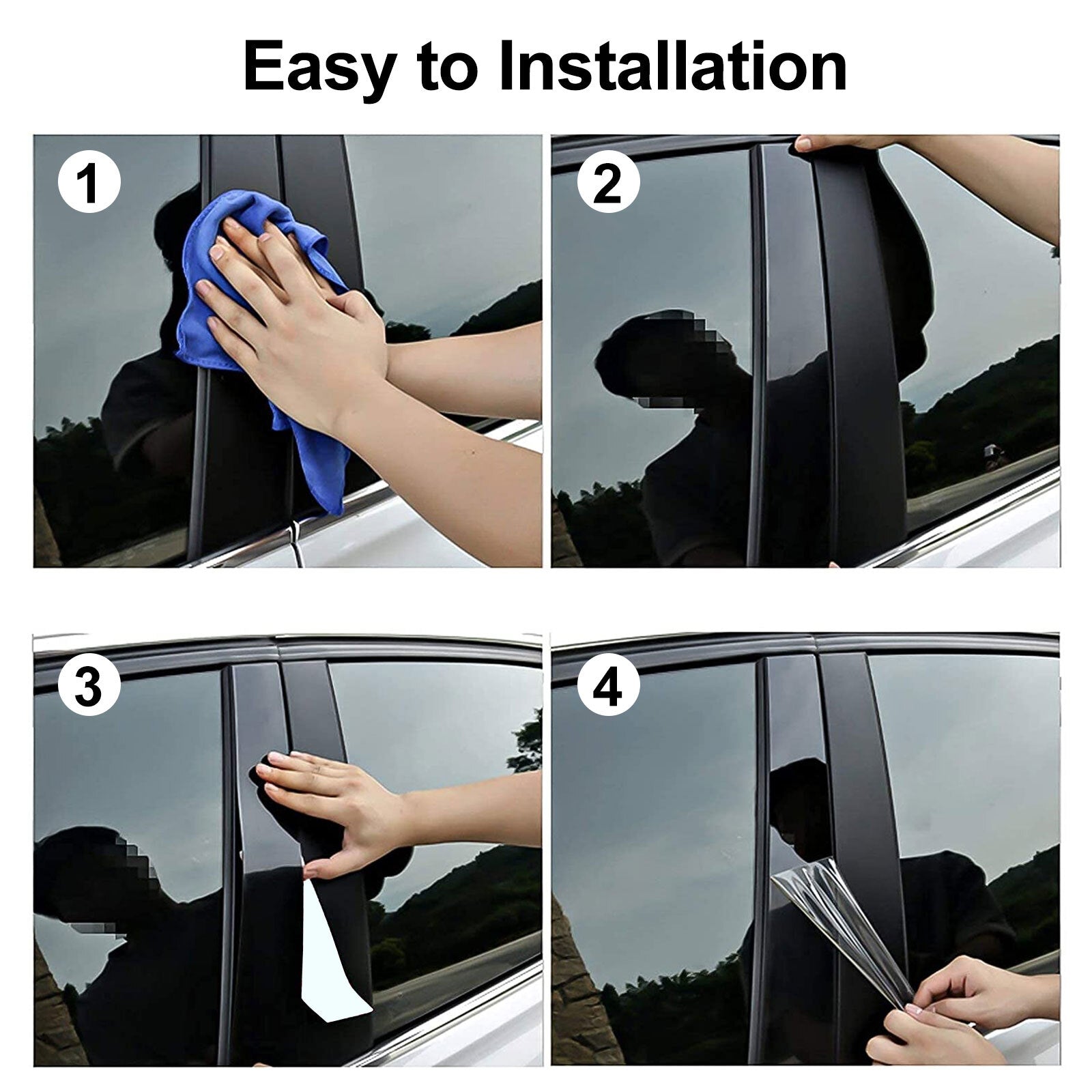 PCS Black Pillar Posts Cover Trim Kit for 2016-2021 Chevrolet Malibu – Gloss Piano Door Post Overlay