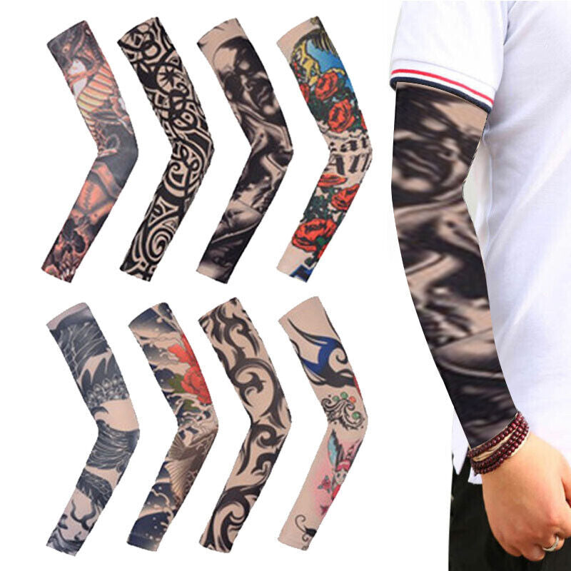 8PC Tattoo Cooling Arm Sleeves Cover Basketball Golf Sport UV Sun Protection