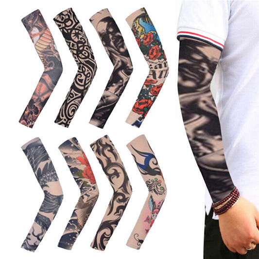8PC Tattoo Cooling Arm Sleeves Cover Basketball Golf Sport UV Sun Protection