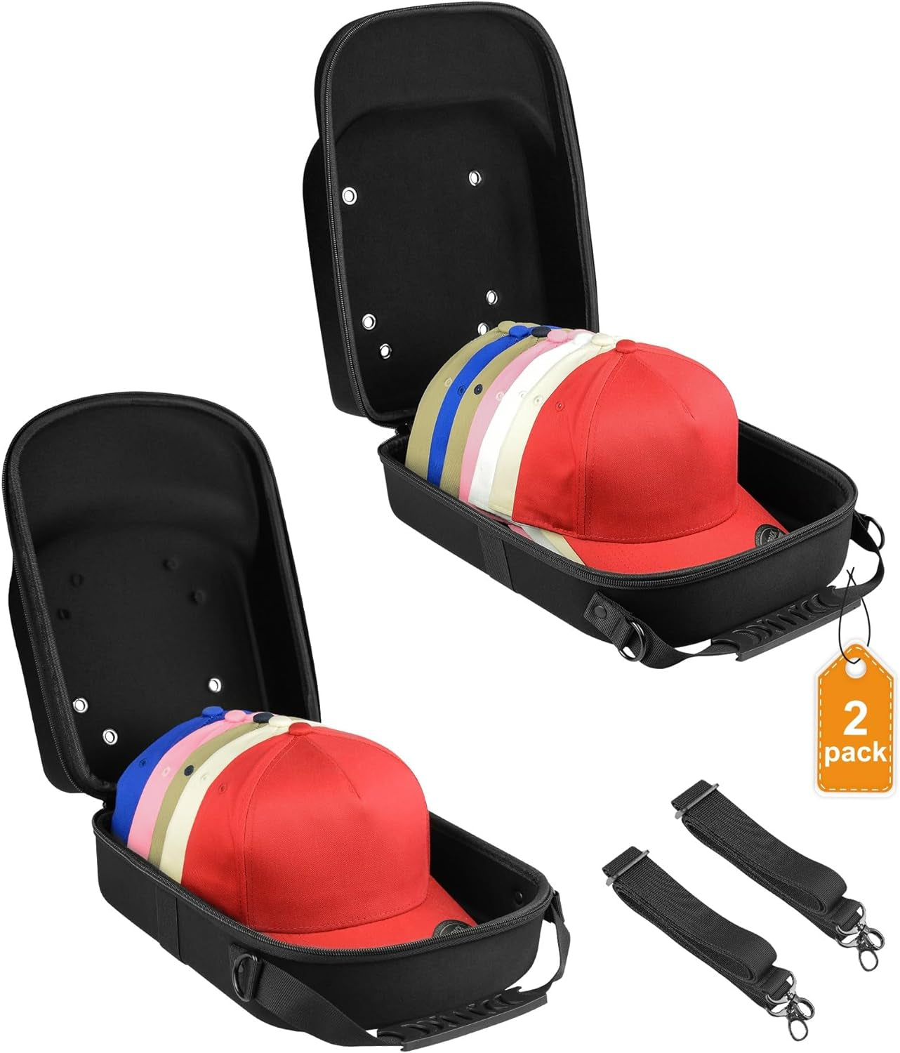 Set of 2 Hard Hat travel Cases  Baseball Hat Storage Bag with Zipper & Handle up to 10 Hats Portable Zip Bag, Hat Organizer for Home Outdoor, Room Decor