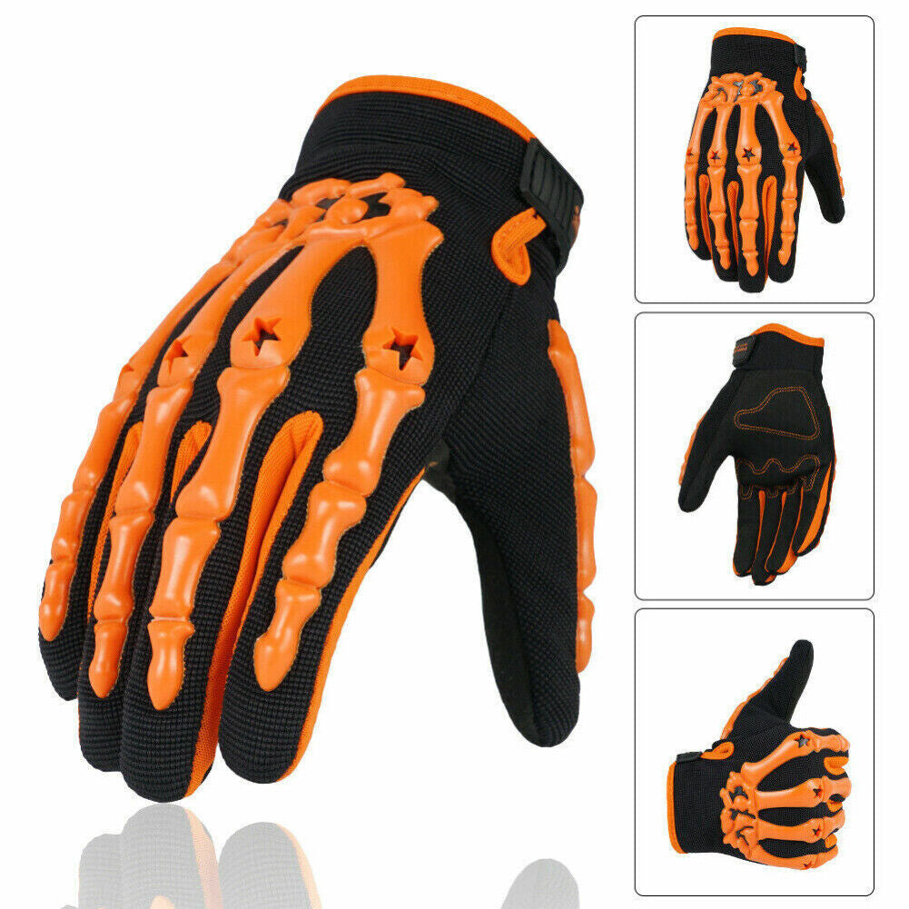 Motorcycle Racing Gloves Sport Cycling Skull Bone Skeleton Full Finger Gloves US