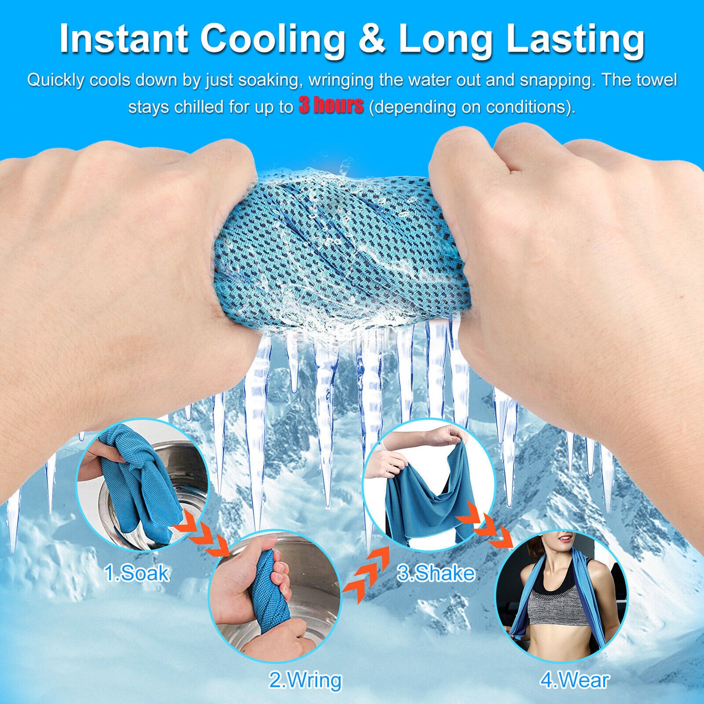 5Pcs Cooling Towel Ice Towel Neck Wrap for Sports Running Jogging Gym Chilly Pad