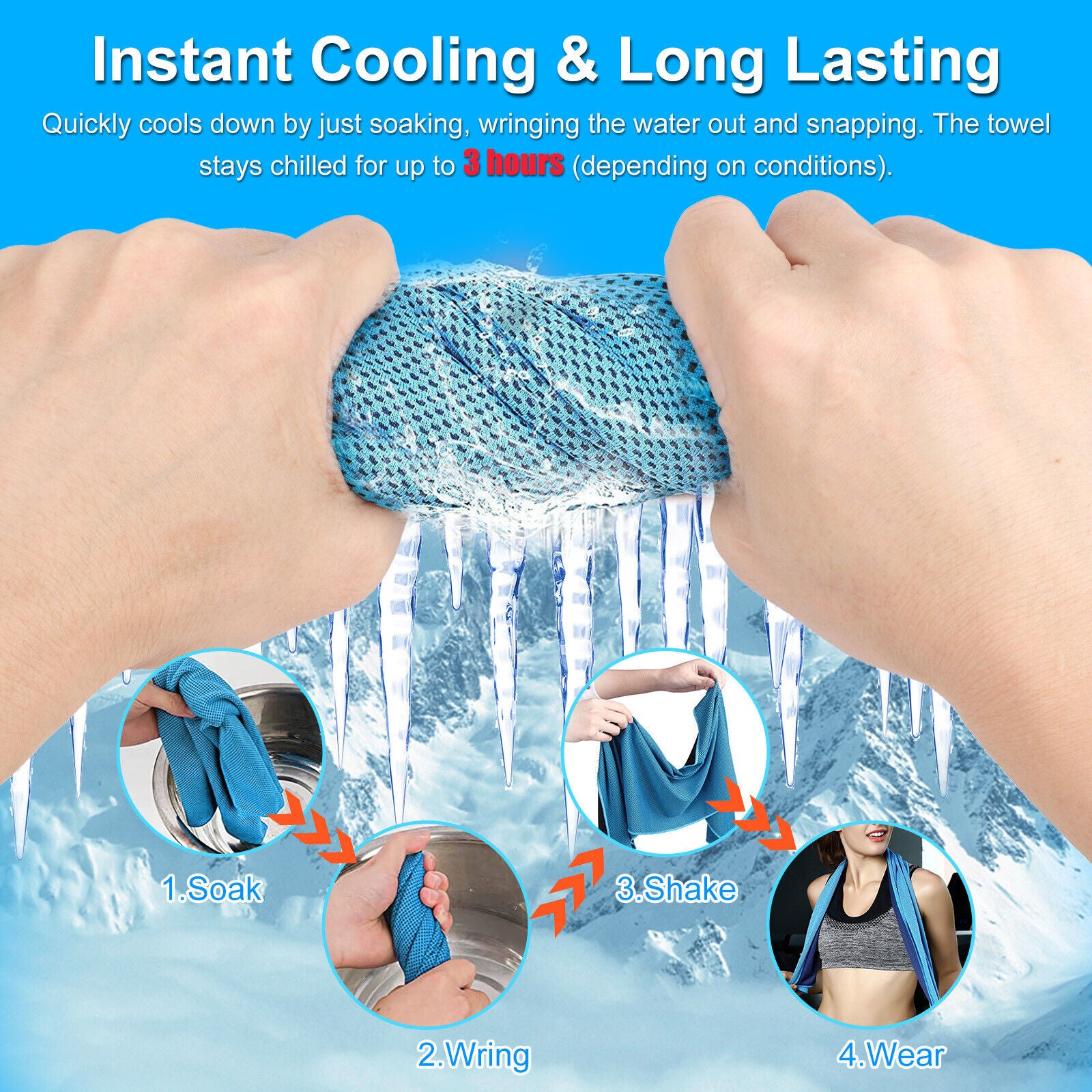 5Pcs Cooling Towel Ice Towel Neck Wrap for Sports Running Jogging Gym Chilly Pad