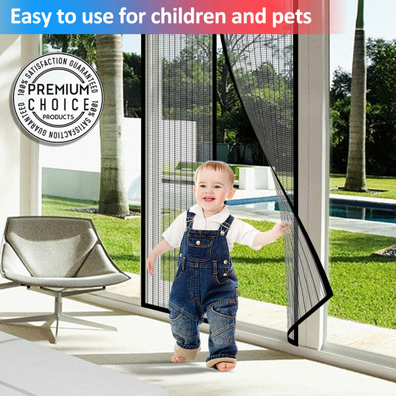 Magnetic Screen Door Mesh Curtain Heavy Duty Mosquito Net Bug Hands Free Closer