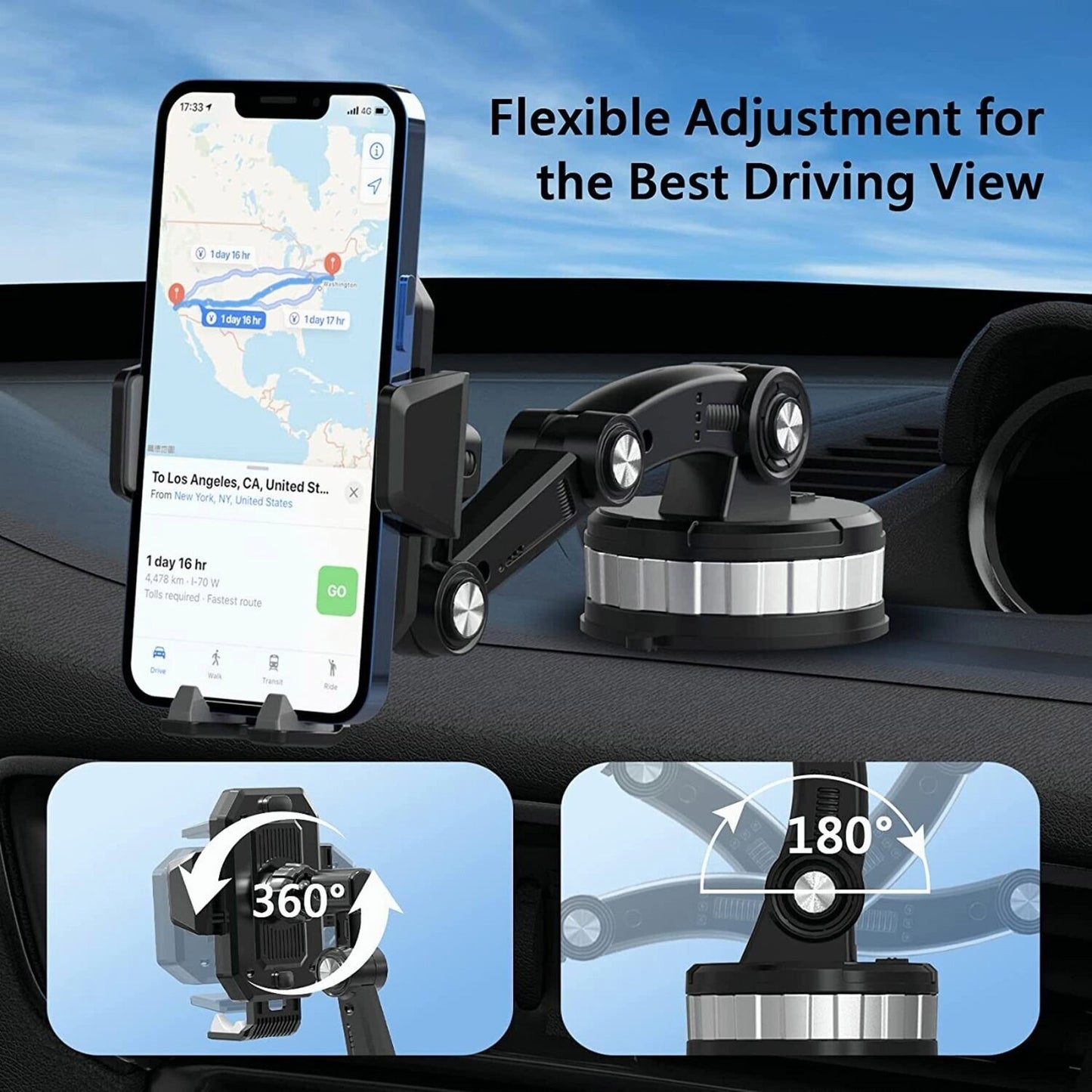 Universal Car Phone Holder – Dashboard & Windshield Mount