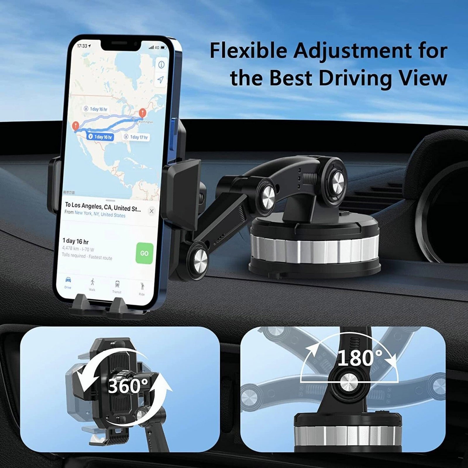 Universal Car Phone Holder – Dashboard & Windshield Mount