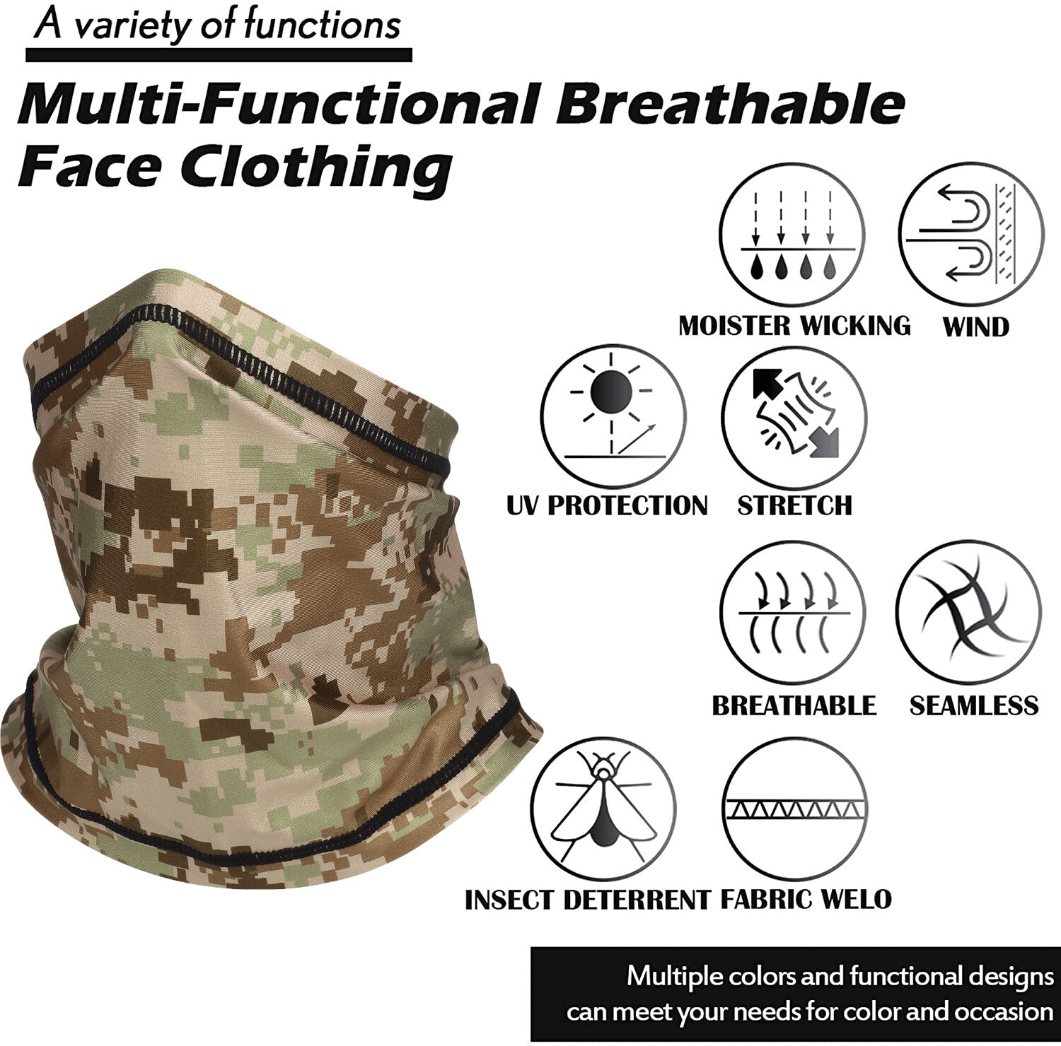 Neck Gaiter Cooling Face Mask Balaclava UV Protection Breathable Bandana Scarf