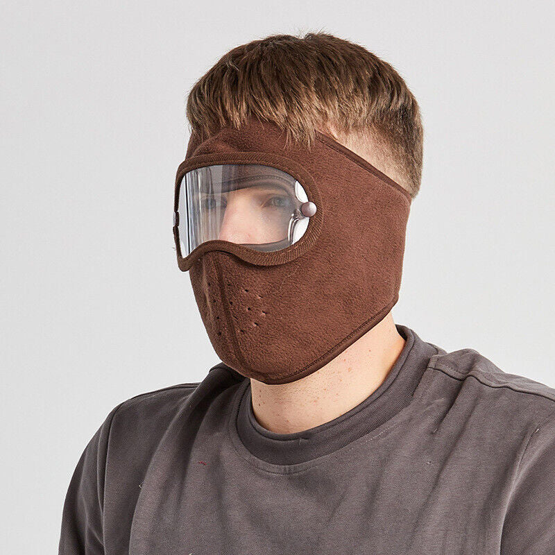 Fleece Warm Winter Balaclava Face Mask with Anti-Fog Goggles Windproof Skull Cap