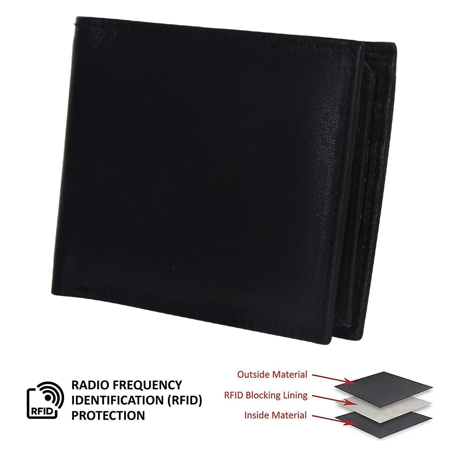 Men's Wallet Genuine Leather Minimalist Bifold Wallets for Men RFID Blocking Slim