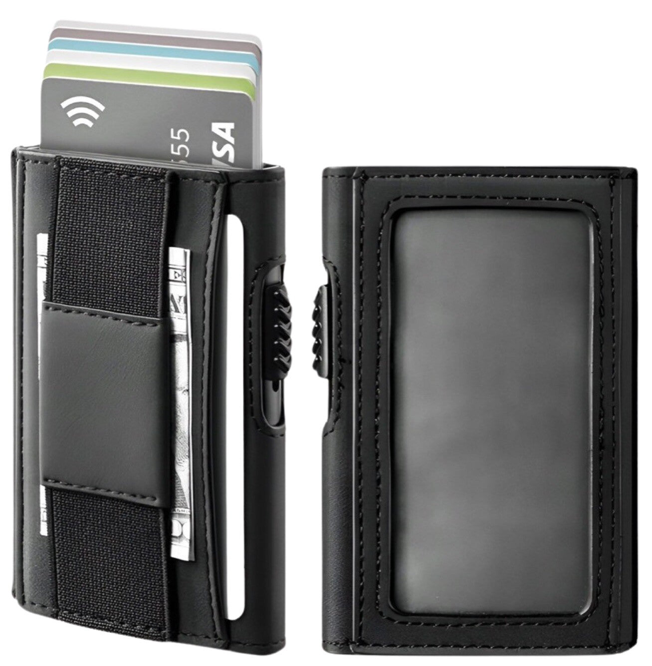 Men's Wallet Slim Genuine Leather Mens RFID Blocking Wallet Money Clip Card Holder