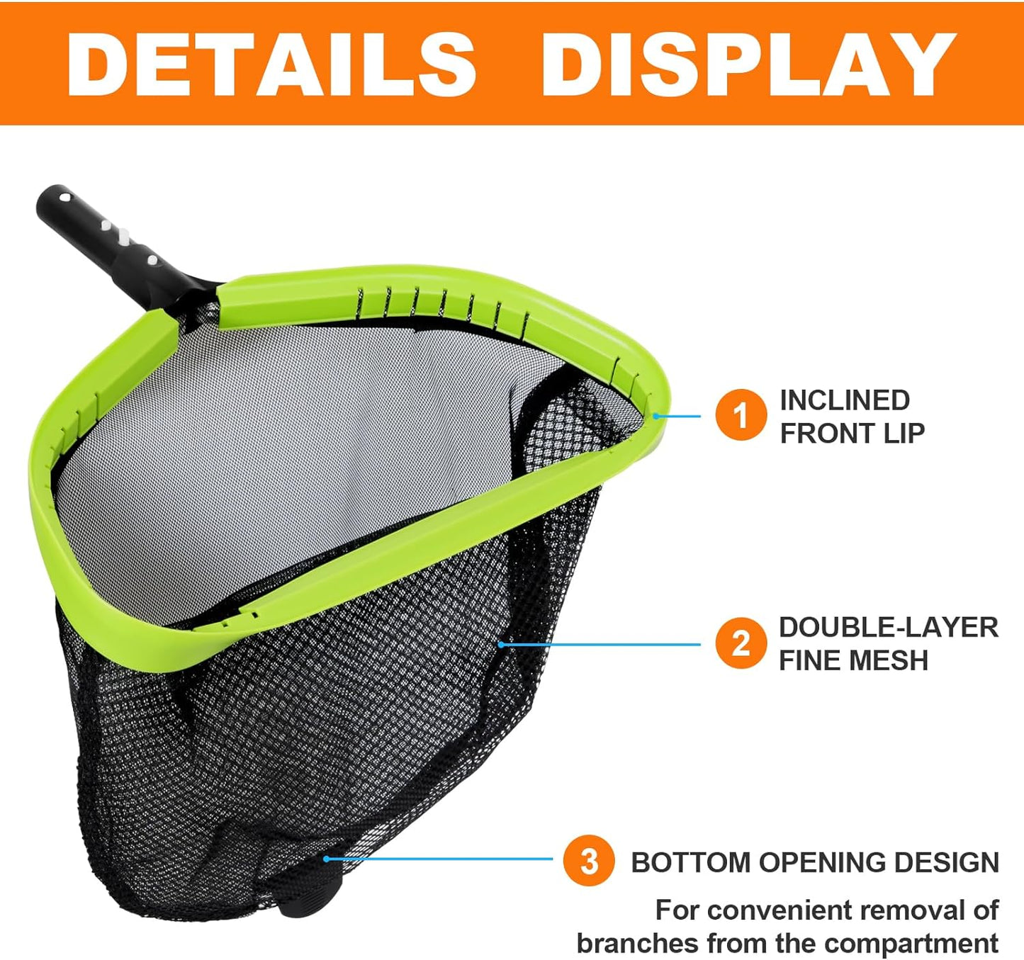 Poll Net Heavy Duty Aluminum Frame Swimming Pool Leaf Skimmer Nets for Cleaning