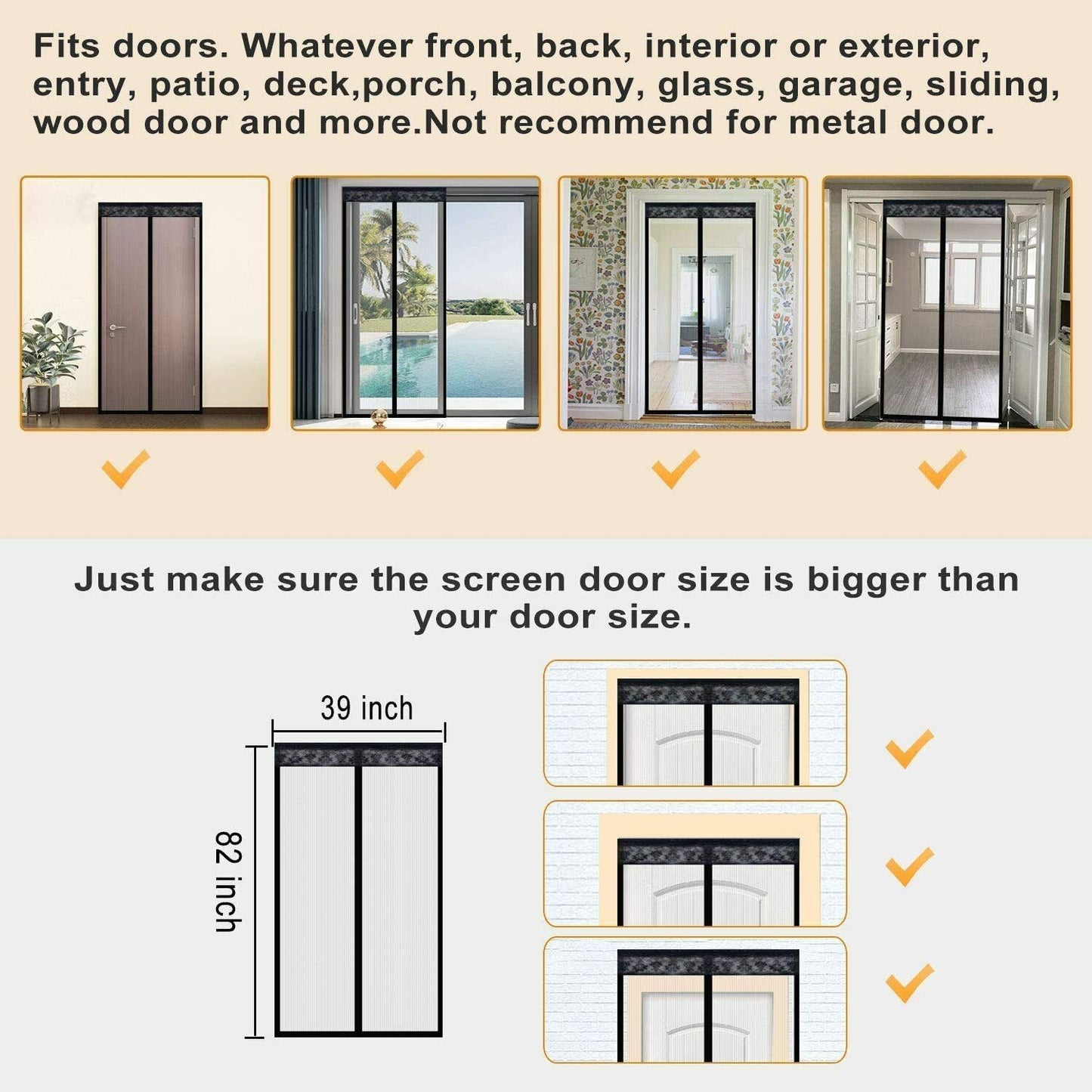 Heavy Duty Magnetic Screen Door Mesh Curtain Durable  Mosquito Net Bug Hands Free