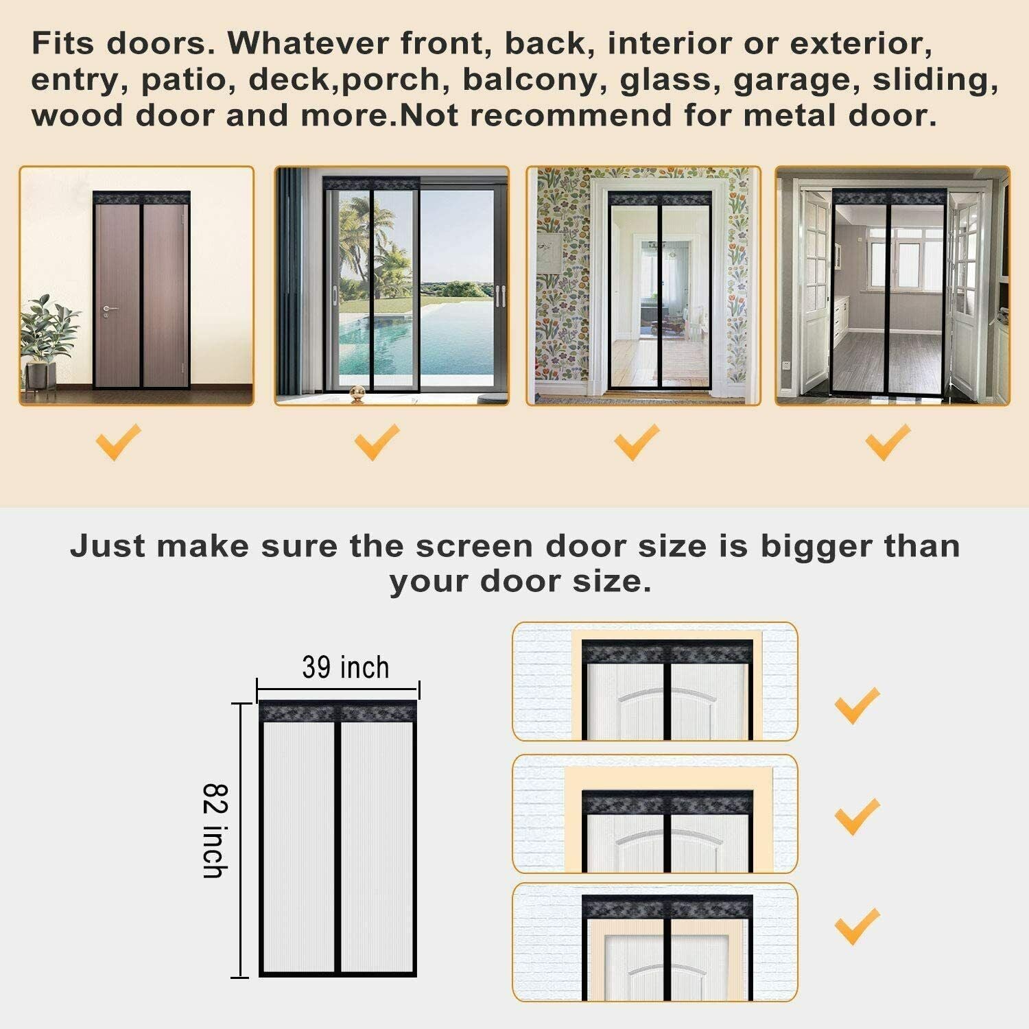 Heavy Duty Magnetic Screen Door Mesh Curtain Durable  Mosquito Net Bug Hands Free