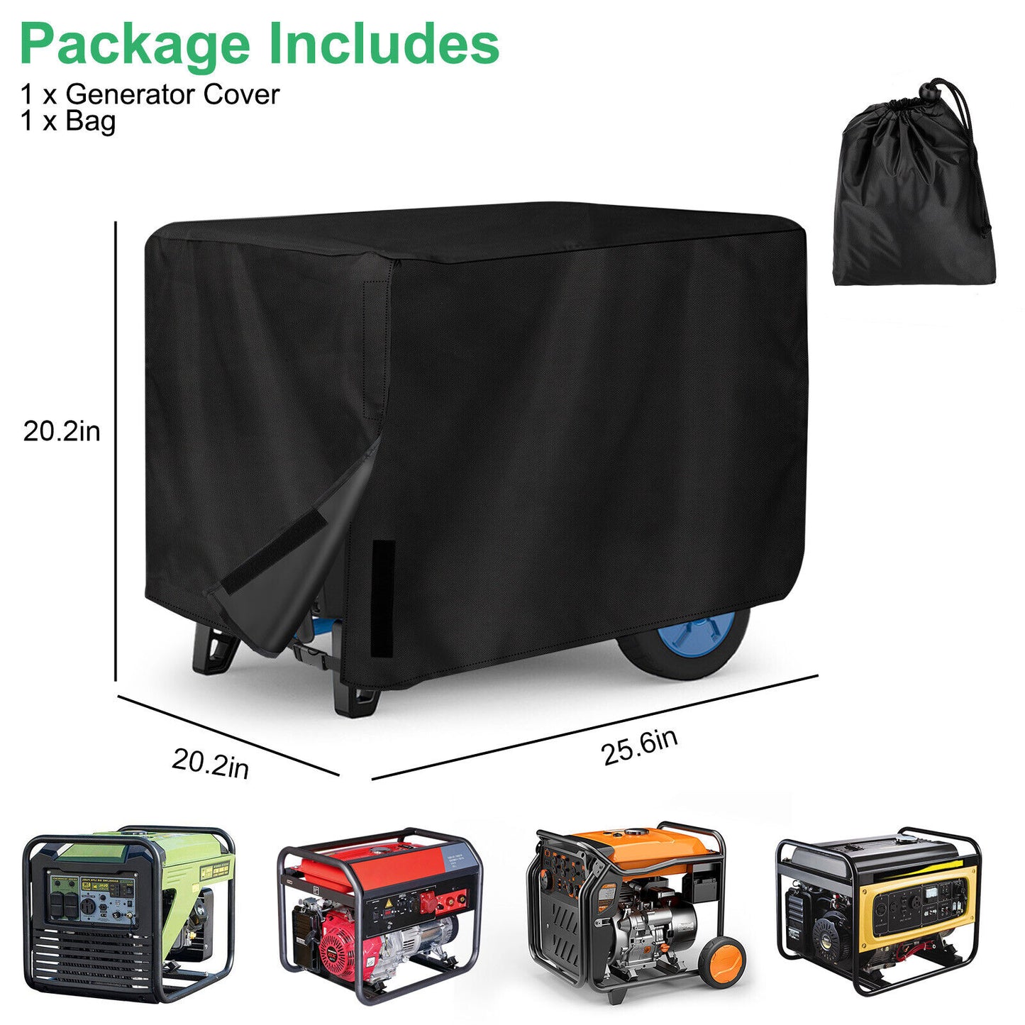 Heavy Duty Universal Generator Cover 210D Waterproof 20*20*26In for 5000-10000W