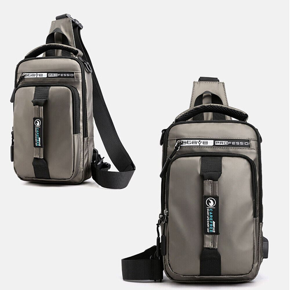 Crossbody Bag Anti-Theft Men'S Sling Crossbody Bag Chest Shoulder Messenger Backpack w/ USB Port