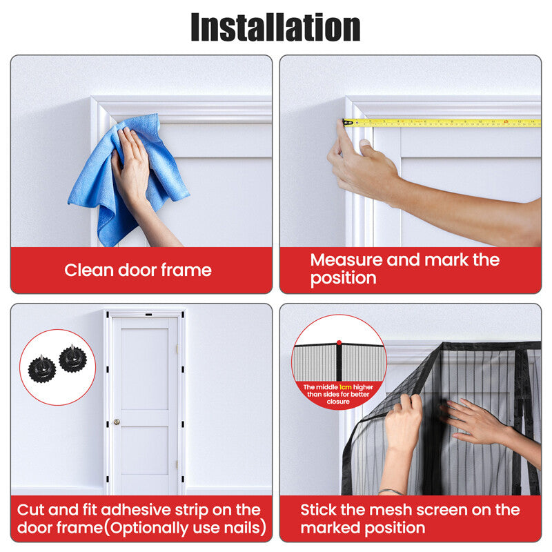 Magnetic Screen Door Mesh Curtain Heavy Duty Mosquito Net Bug Hands Free Closer
