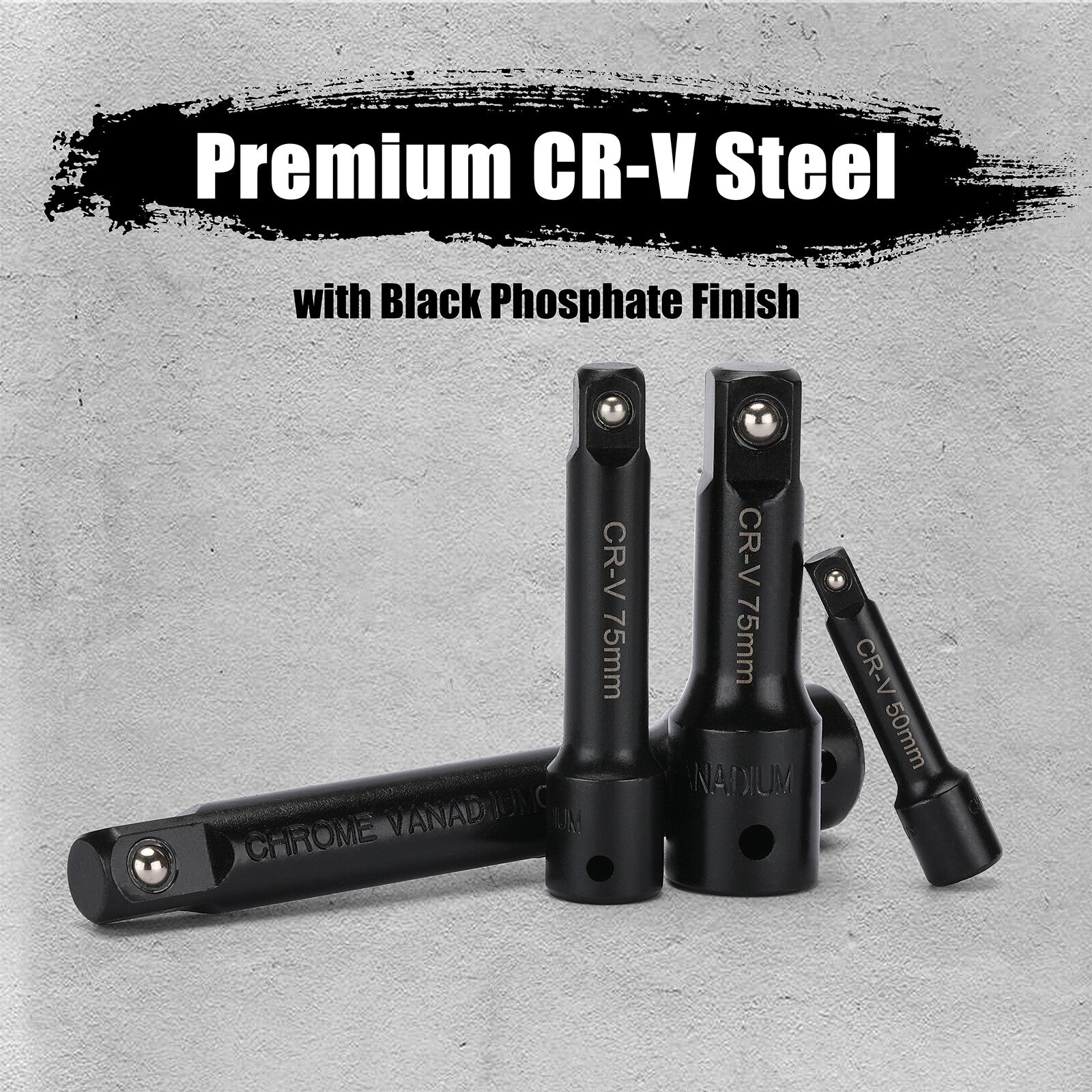 1/4",3/8",1/2" Drive Extension Bar Set, CR-V, 9 PCS Socket Extension Bars