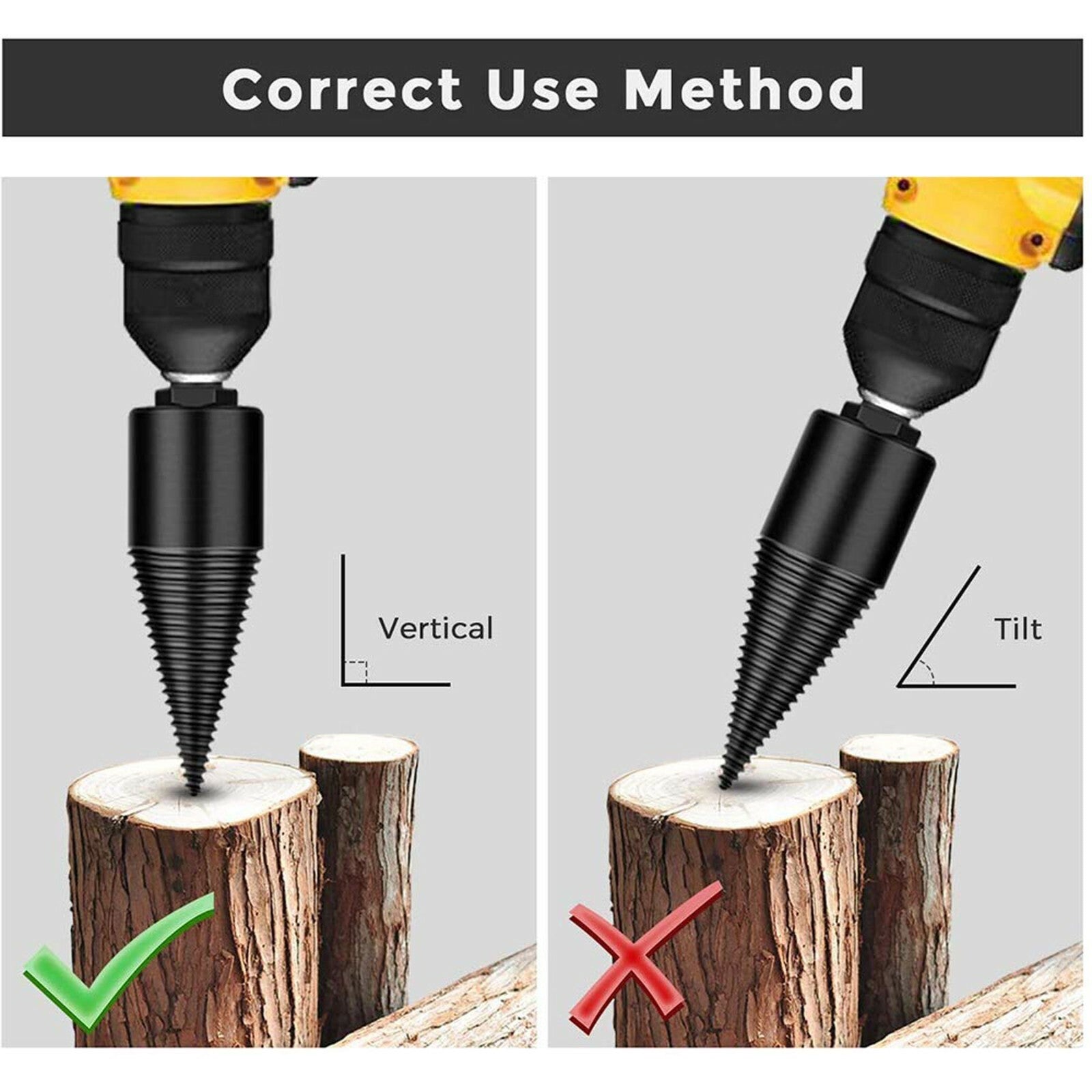 4X High Speed Twist Firewood Drill Bit Wood Splitter Screw Splitting Cone Driver