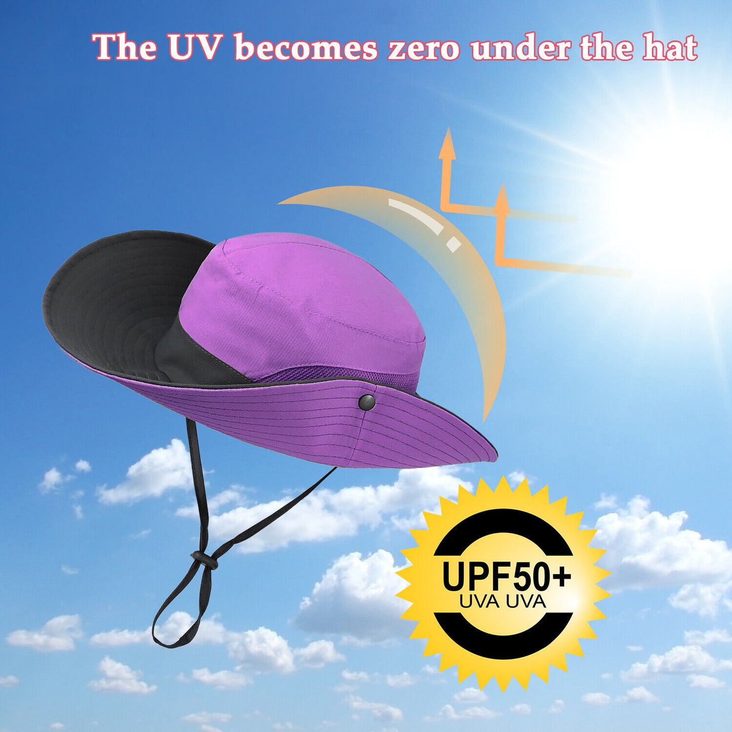 Summer Bucket Hat Boonie Women Ponytail Cap Wide Brim Sun UV Protection Travel