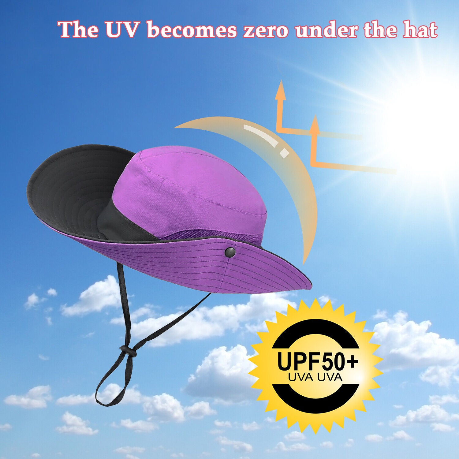 Summer Bucket Hat Boonie Women Ponytail Cap Wide Brim Sun UV Protection Travel
