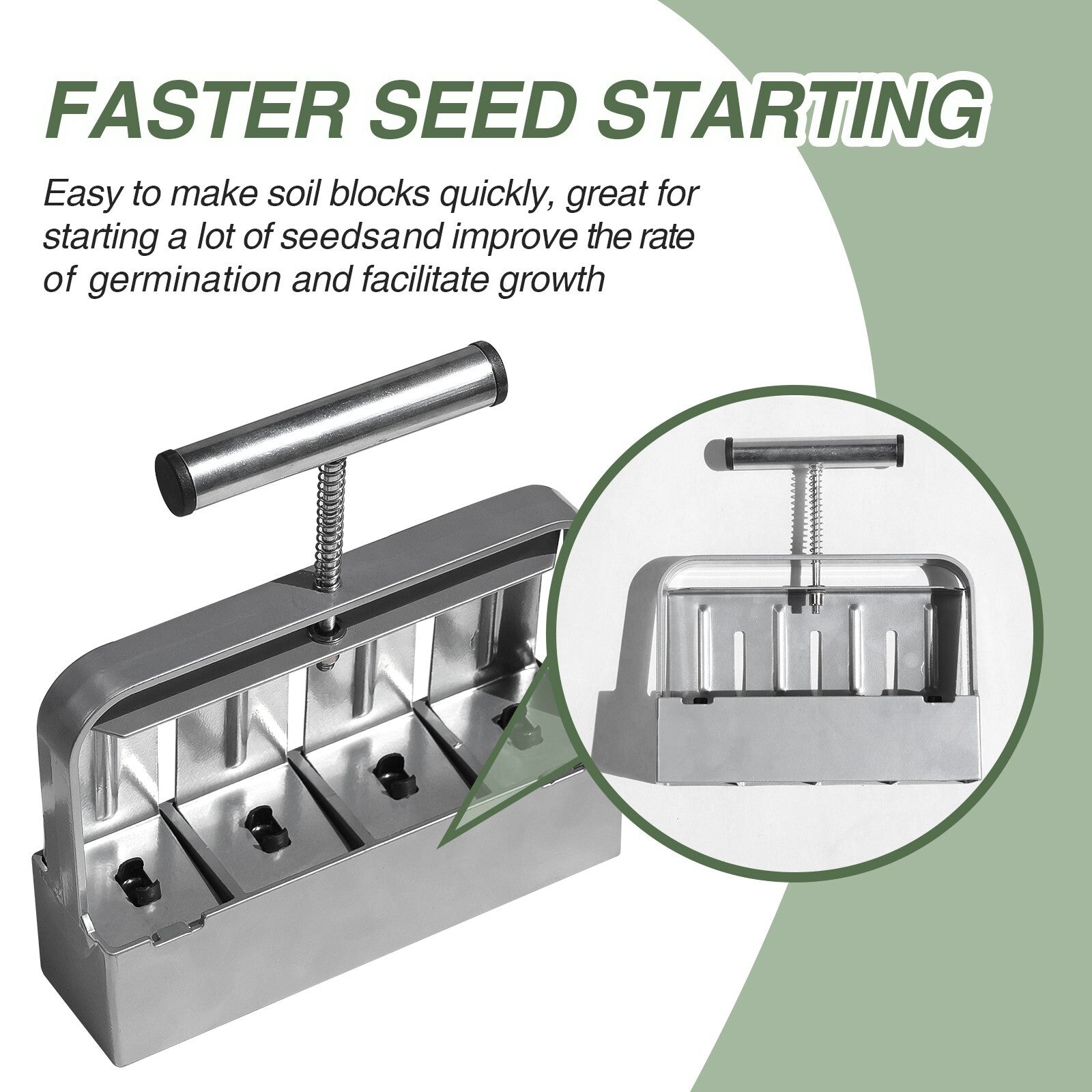 2" Metal Soil Block Maker Soil Blocker Set Mold Seedling Feeder for Seed Starter