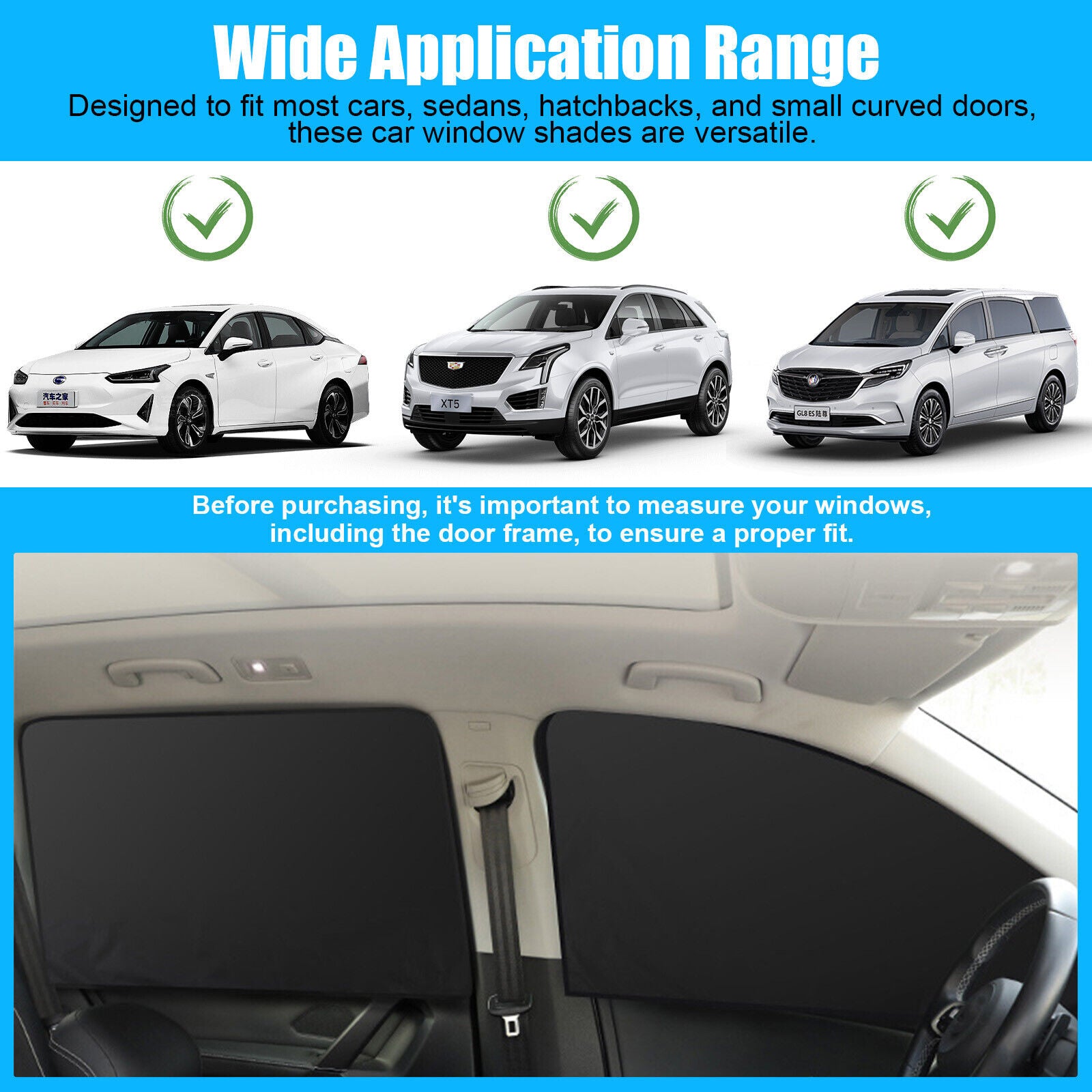 4Pcs Magnetic Car Side Window Sun Shade Cover Shield UV Protection Accessories Universal Fit