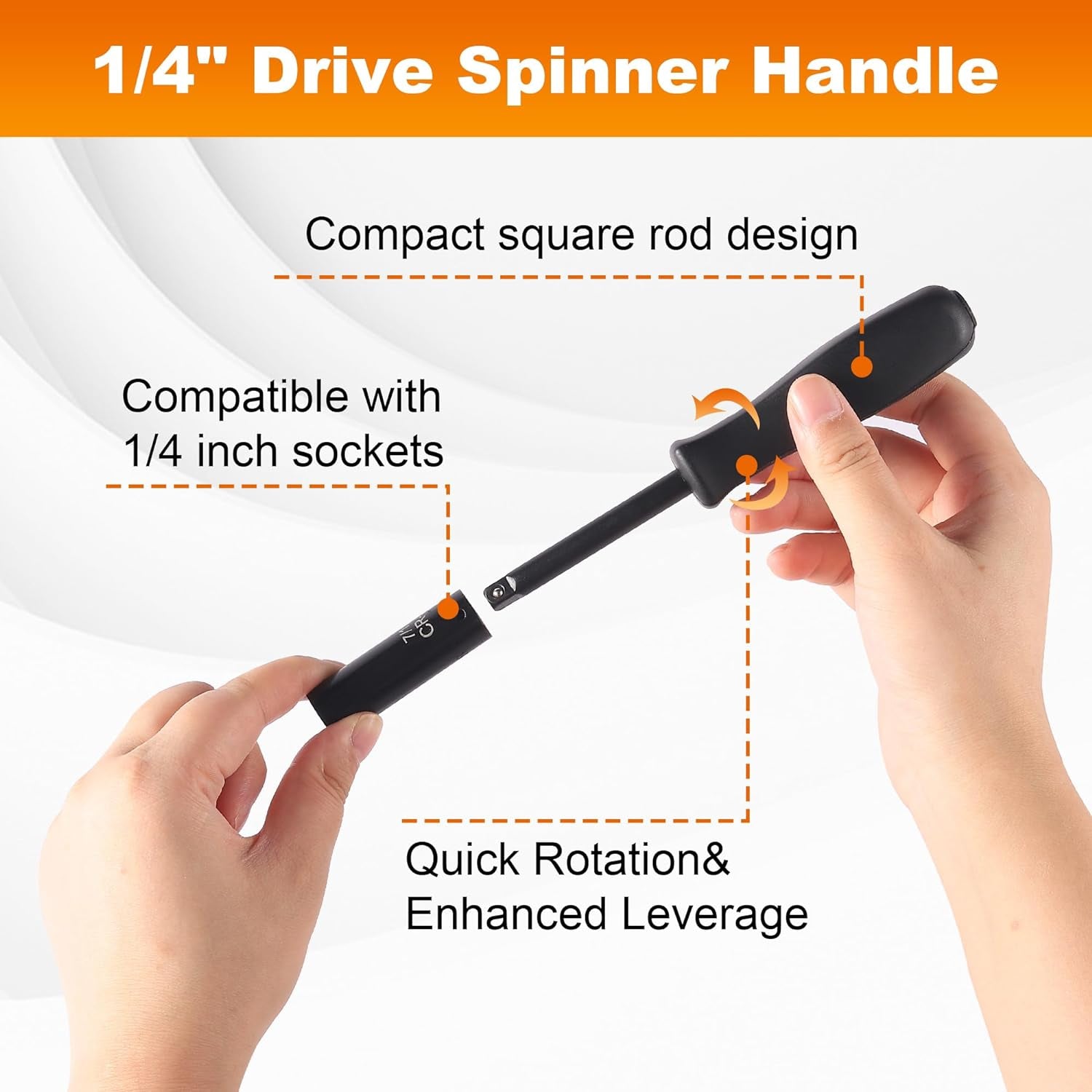 13-Piece 1/4" Drive Socket Set 72-Tooth Ratchet Wrench, Drive Spinner Handle, 6 Point Design