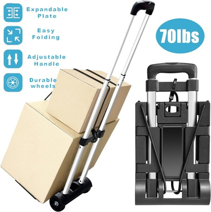 Portable Aluminum Folding Hand Truck Dolly Two-Wheel Luggage Cart Max 70Lbs