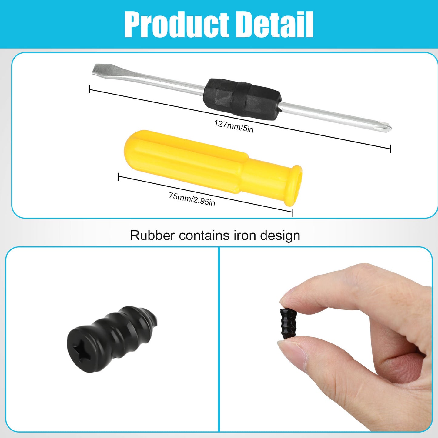 60PCS Car Vacuum Tire Repair Nail Rubber Screw Nails+ Screwdriver Tool Set W/Box