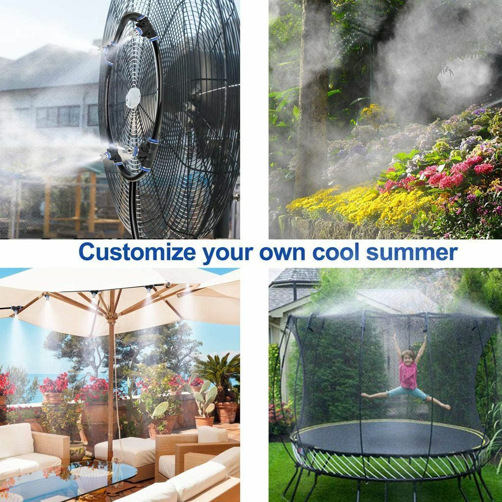 130FT Outdoor Patio Water Mister Mist Nozzle Misting Cooling System Fan Cooler