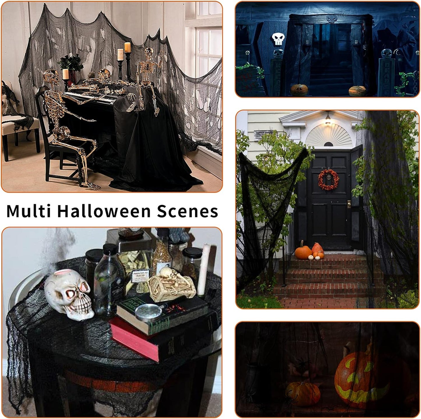 Halloween Creepy Cloth Spider Web Halloween Decorations Outdoor Indoor Party Yard Spooky Backdrops Home 355" x 79"