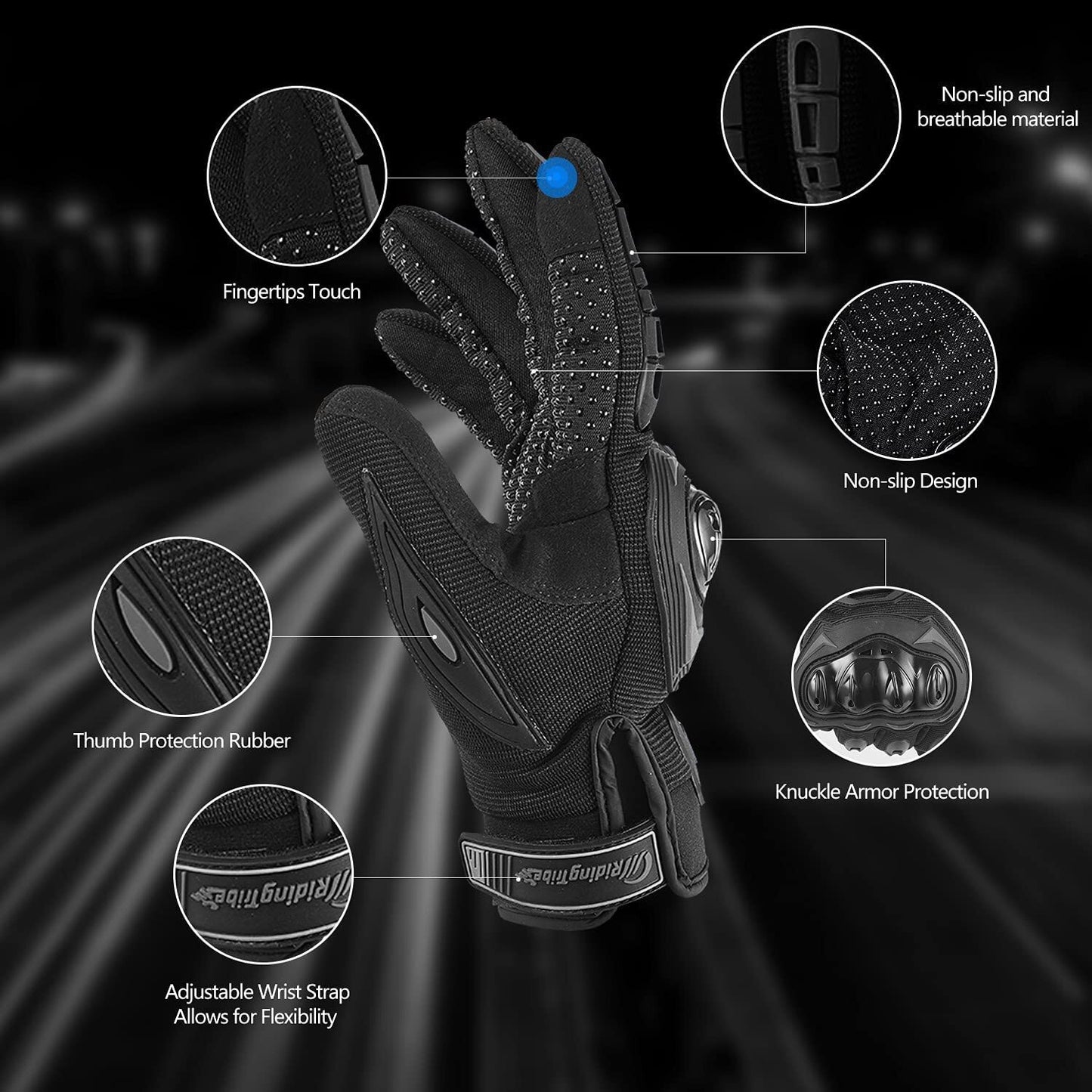 Motorcycle Gloves for Men Women Full Finger Touchscreen Motorbike Riding Gloves