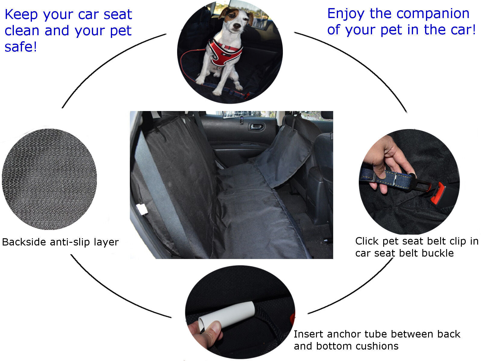 Waterproof Dog Car Seat Cover Hammock – Back Seat Protector & Extender for Cars, SUVs & Trucks